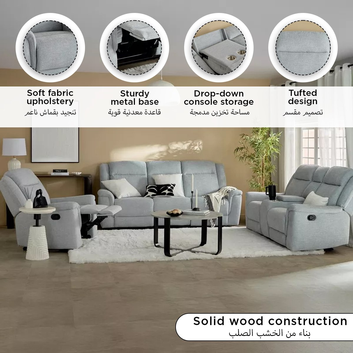 Brunswick 3-Seater Fabric Recliner with Dropdown and 2 Cup Holders-hbxlivingroom-sofasandarmchairs-sofas-image-15