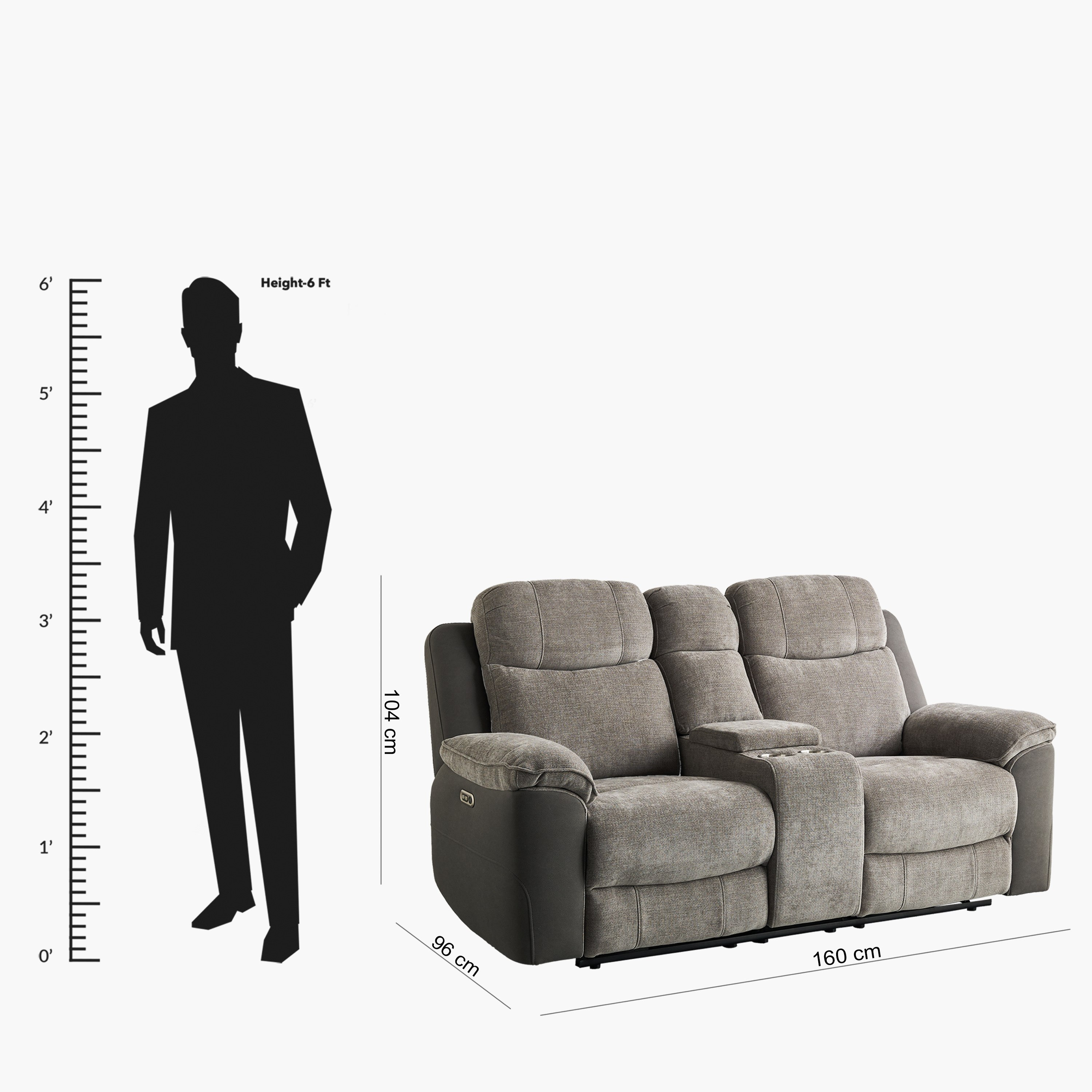 Kingston 2-Seater Storage Console Power Fabric Recliner with 2 Cup Holders and USB C Type Charging-hbxlivingroom-sofasandarmchairs-sofas-image-16