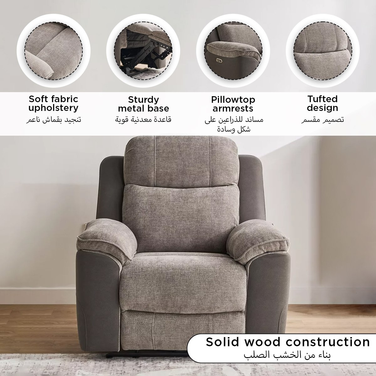 Kingston Armchair Electric Power Fabric Recliner-hbxfurniture-livingroom-sofasandsofasets-image-14