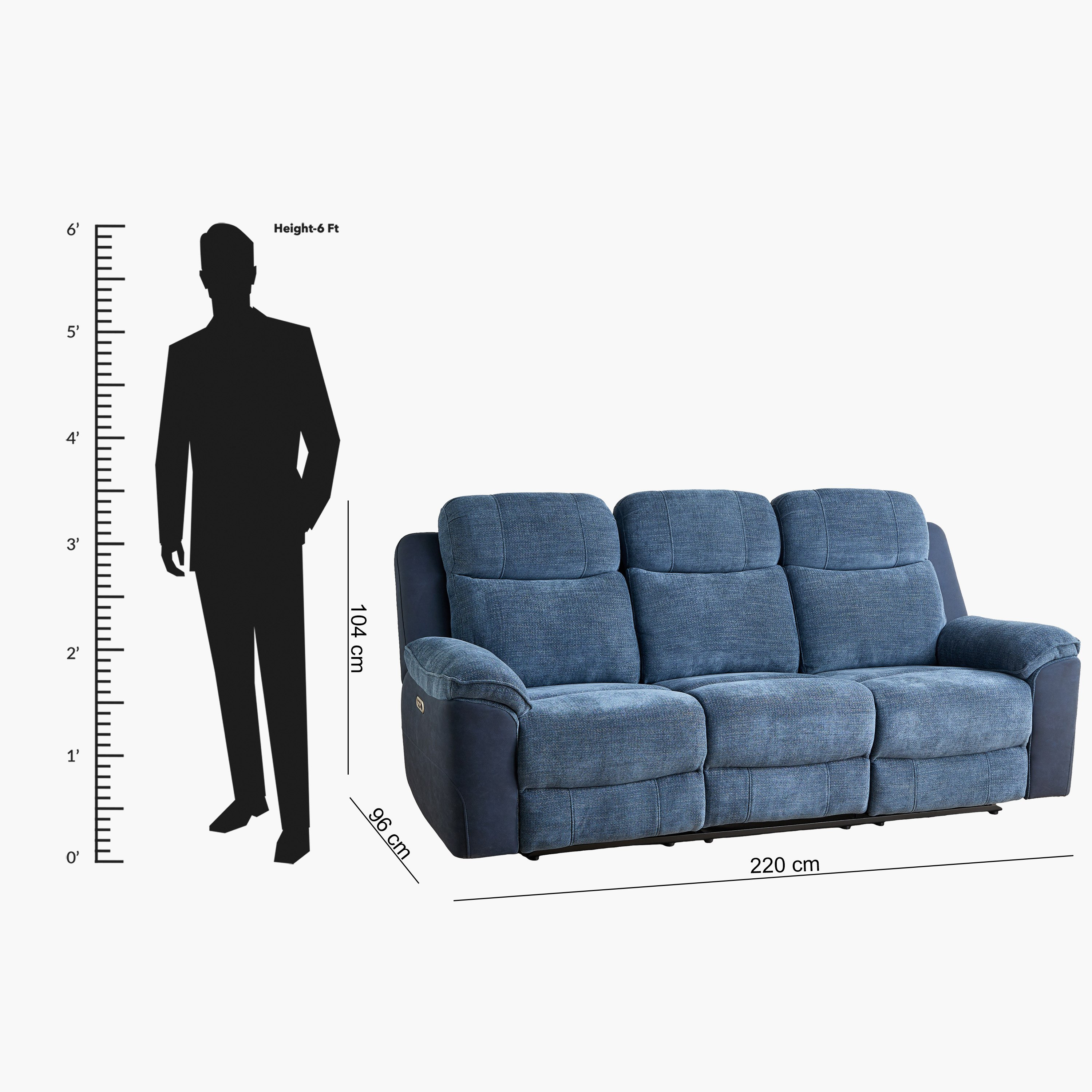 Kingston 3-Seater Electric Power Fabric Recliner with Dropdown and 2 Cup holders-hbxlivingroom-sofasandarmchairs-sofas-image-16