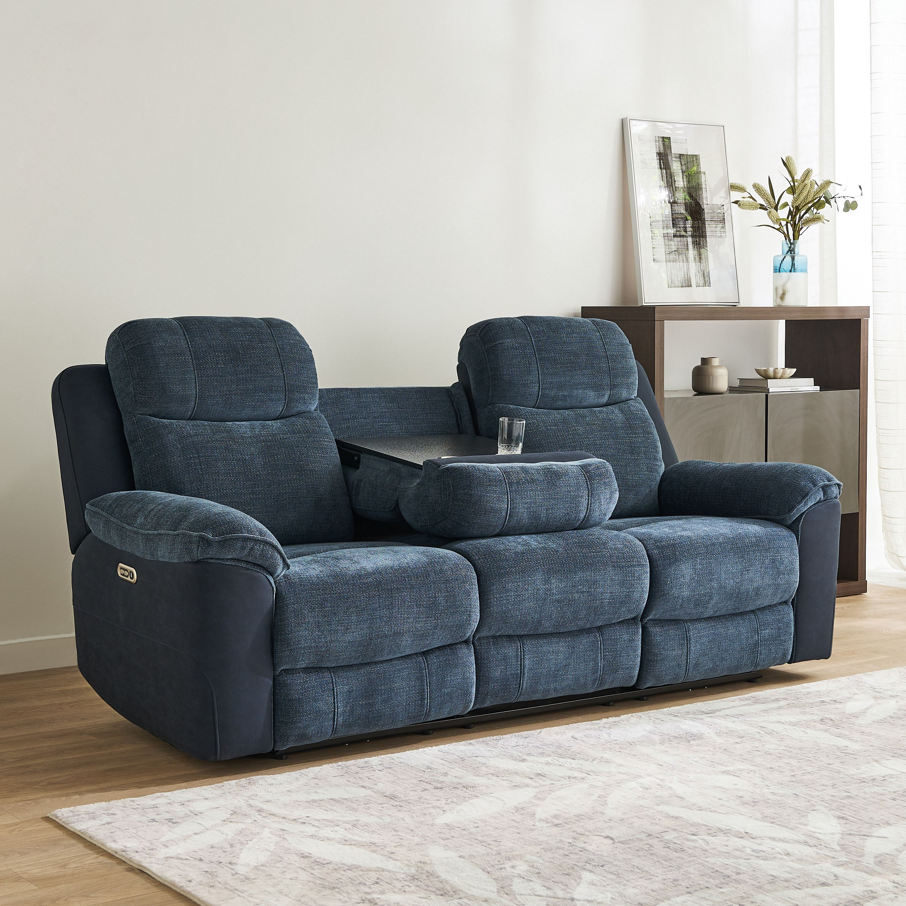 Kingston 3-Seater Electric Power Fabric Recliner with Dropdown and 2 Cup holders-hbxlivingroom-sofasandarmchairs-sofas-image-2