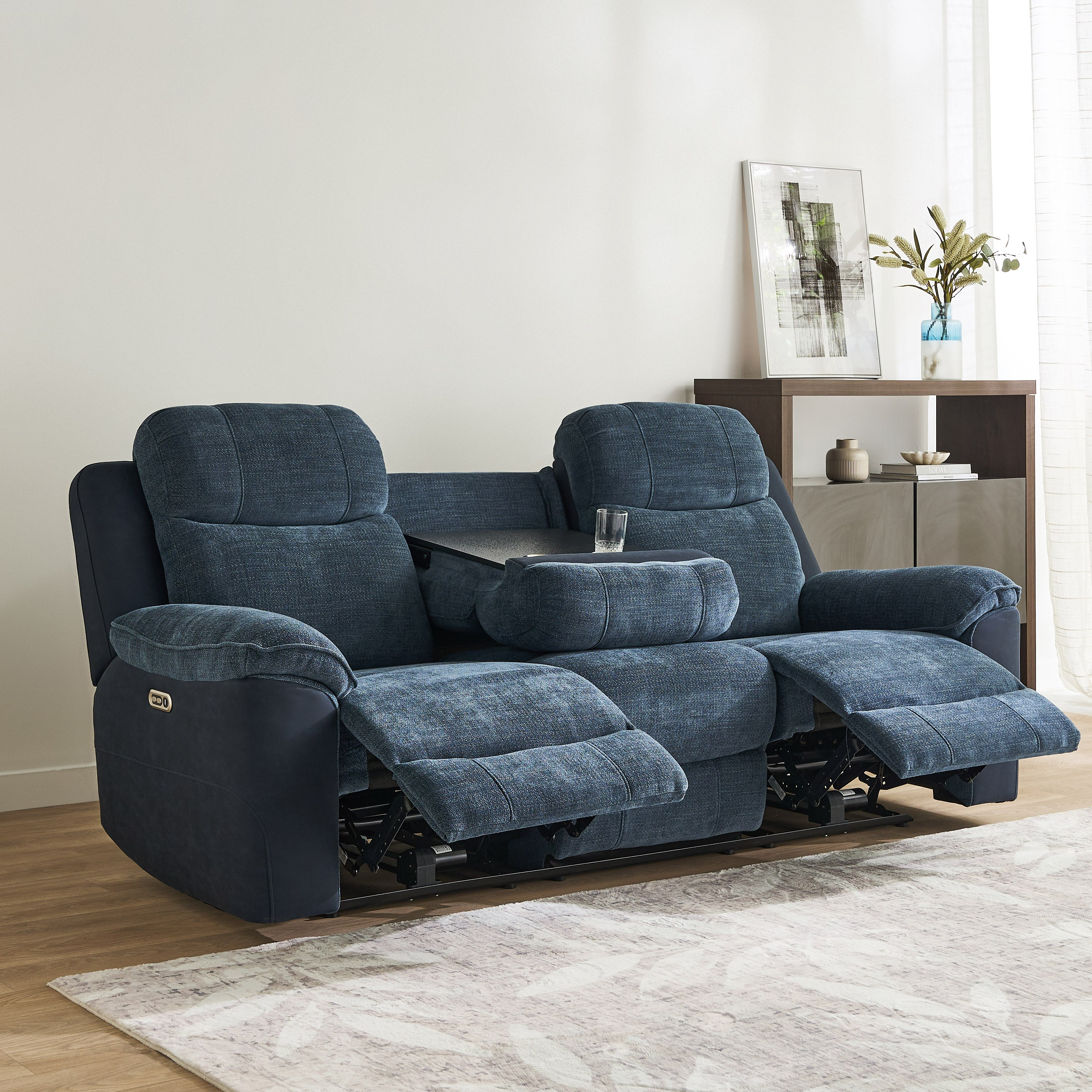 Kingston 3-Seater Electric Power Fabric Recliner with Dropdown and 2 Cup holders-hbxlivingroom-sofasandarmchairs-sofas-image-3
