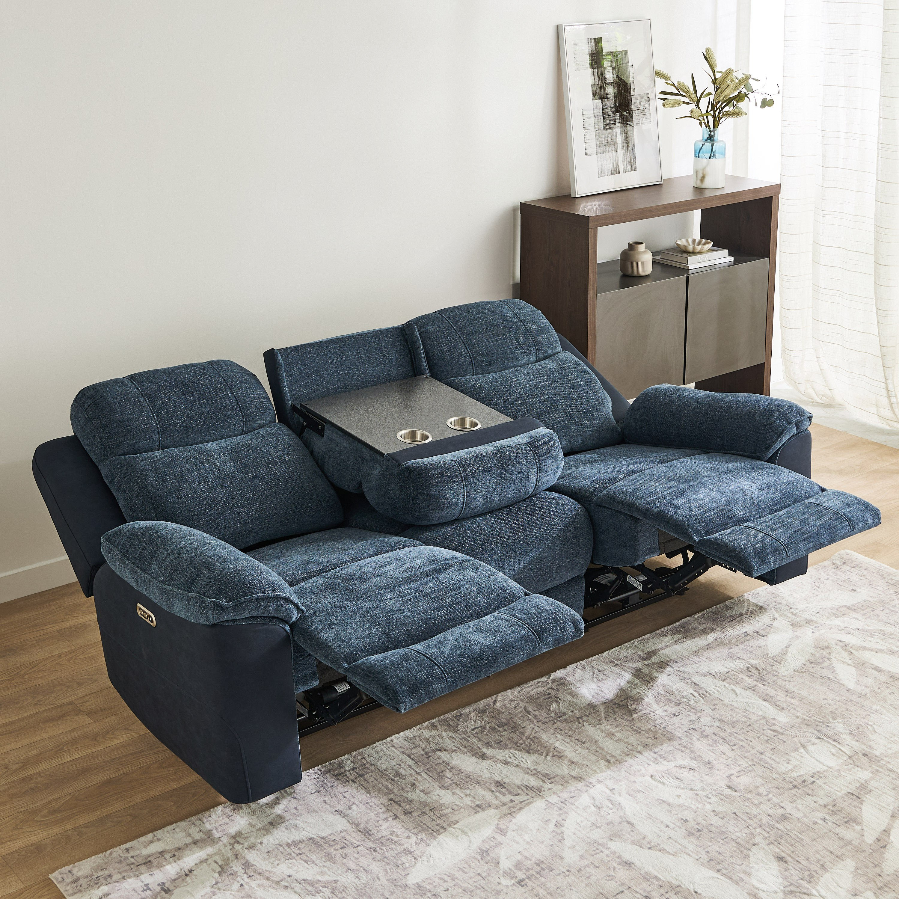 Kingston 3-Seater Electric Power Fabric Recliner with Dropdown and 2 Cup holders-hbxlivingroom-sofasandarmchairs-sofas-image-4