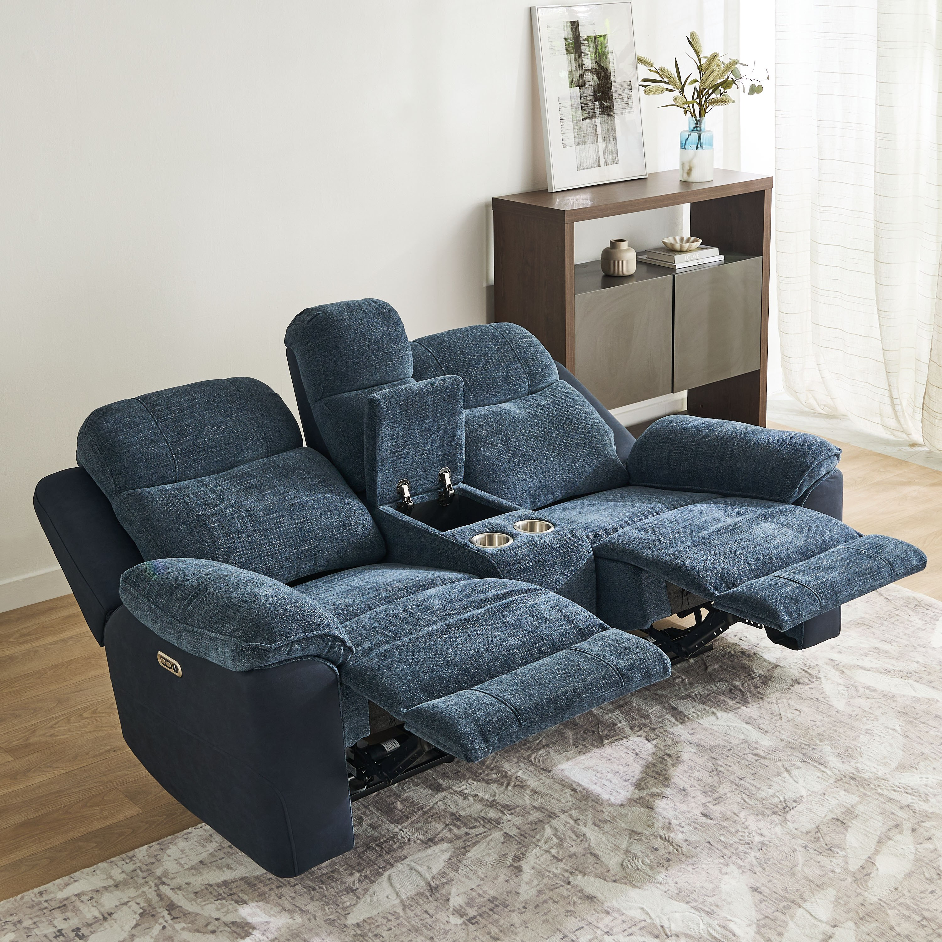 Kingston 2-Seater Storage Console Power Fabric Recliner with 2 Cup Holders and USB C Type Charging-hbxlivingroom-sofasandarmchairs-sofas-image-3