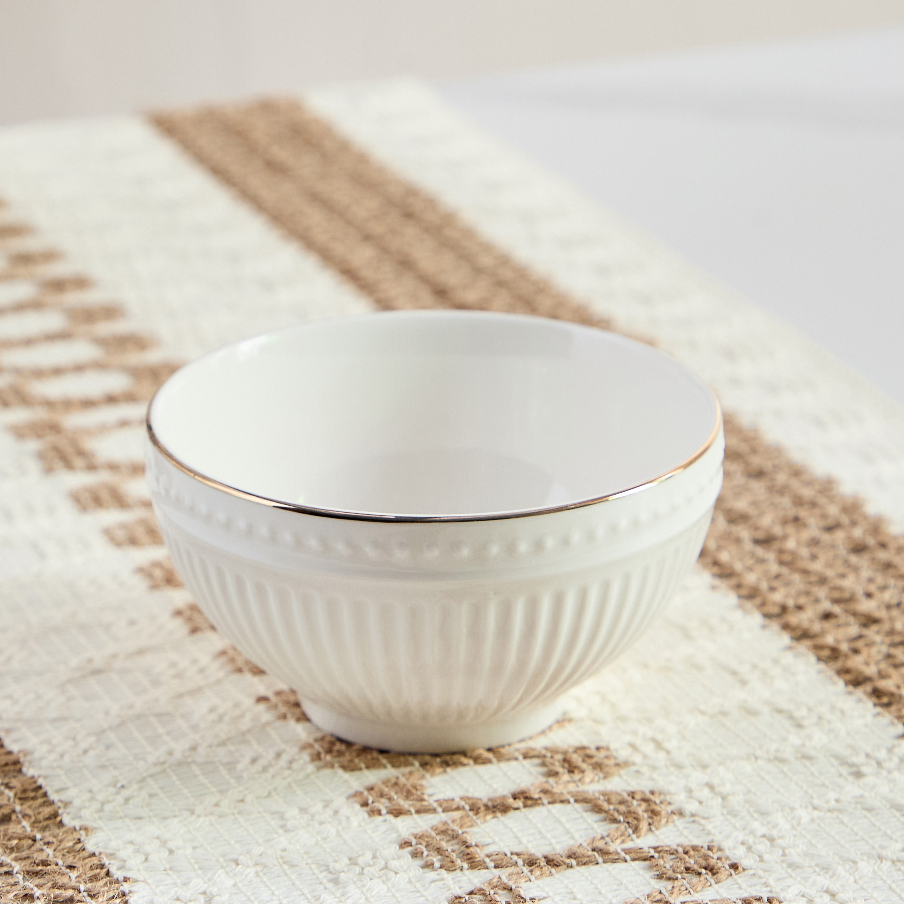 Embossed Gold Line Rice Bowl - 11.4 cm-hbxdecorandfurnishings-tabletop-crockery-image-1