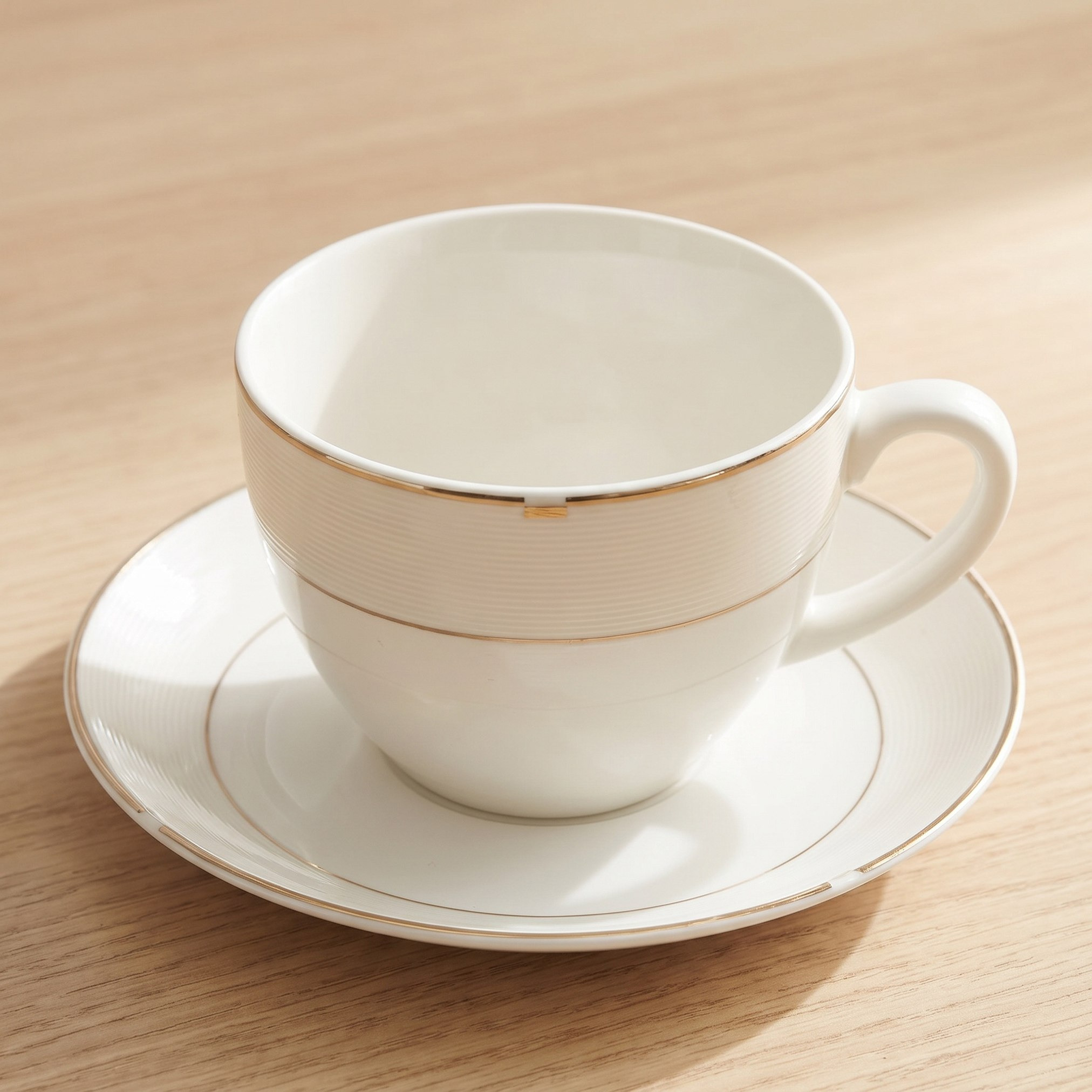 Gold Rib Tea Cup and Saucer - 260 ml-hbxdecorandfurnishings-tabletop-crockery-image-1