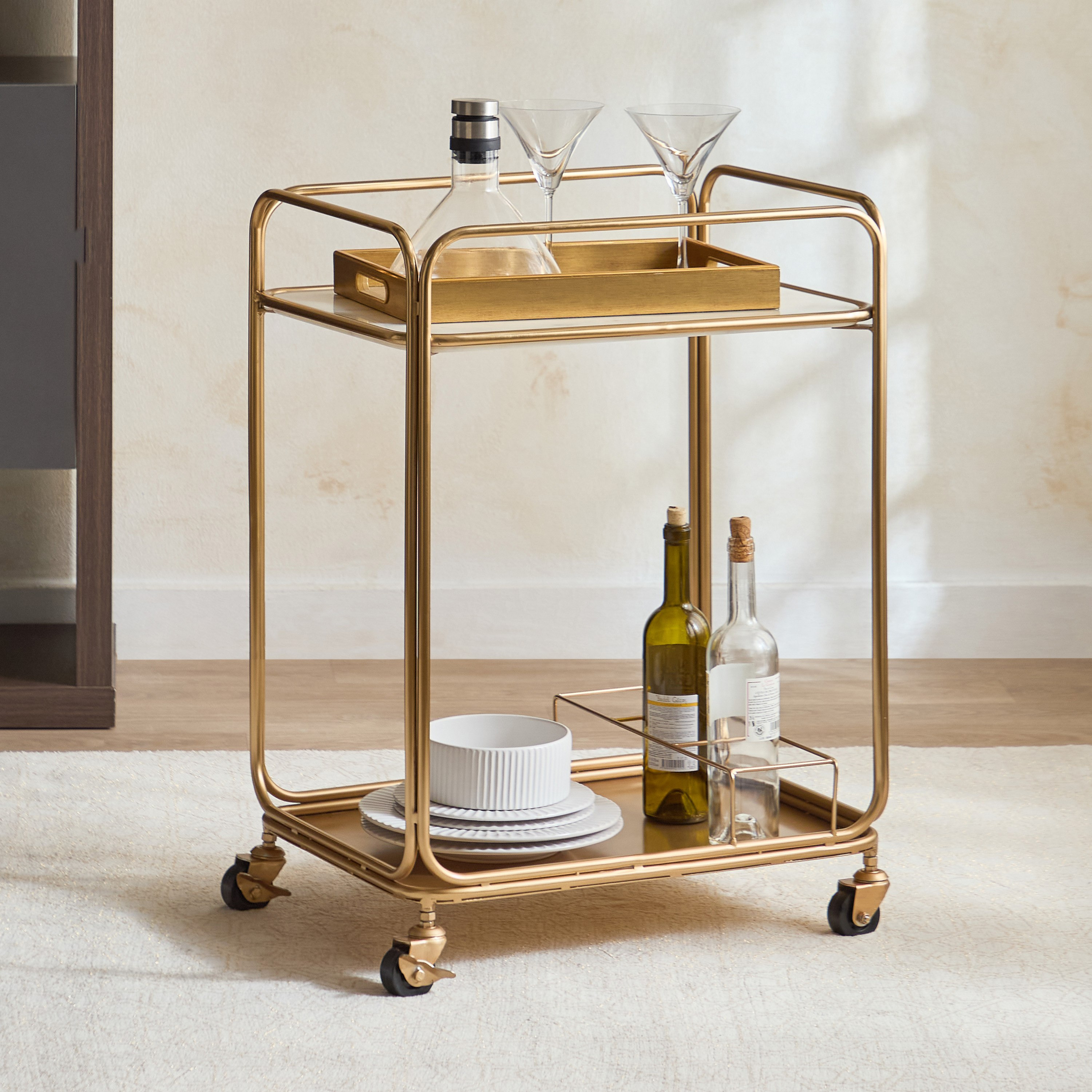 Cavon Nekota Geniune Marble Top Serving Trolley-hbxlivingroom-tablesandstands-servingtrolleys-image-1