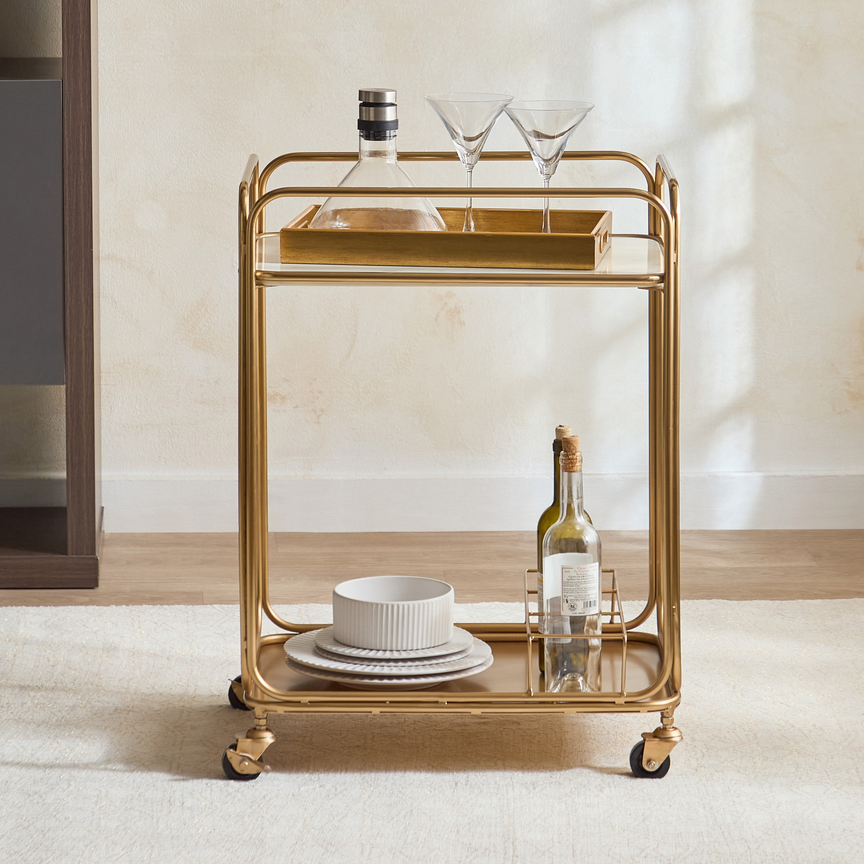 Cavon Nekota Geniune Marble Top Serving Trolley-hbxlivingroom-tablesandstands-servingtrolleys-image-2