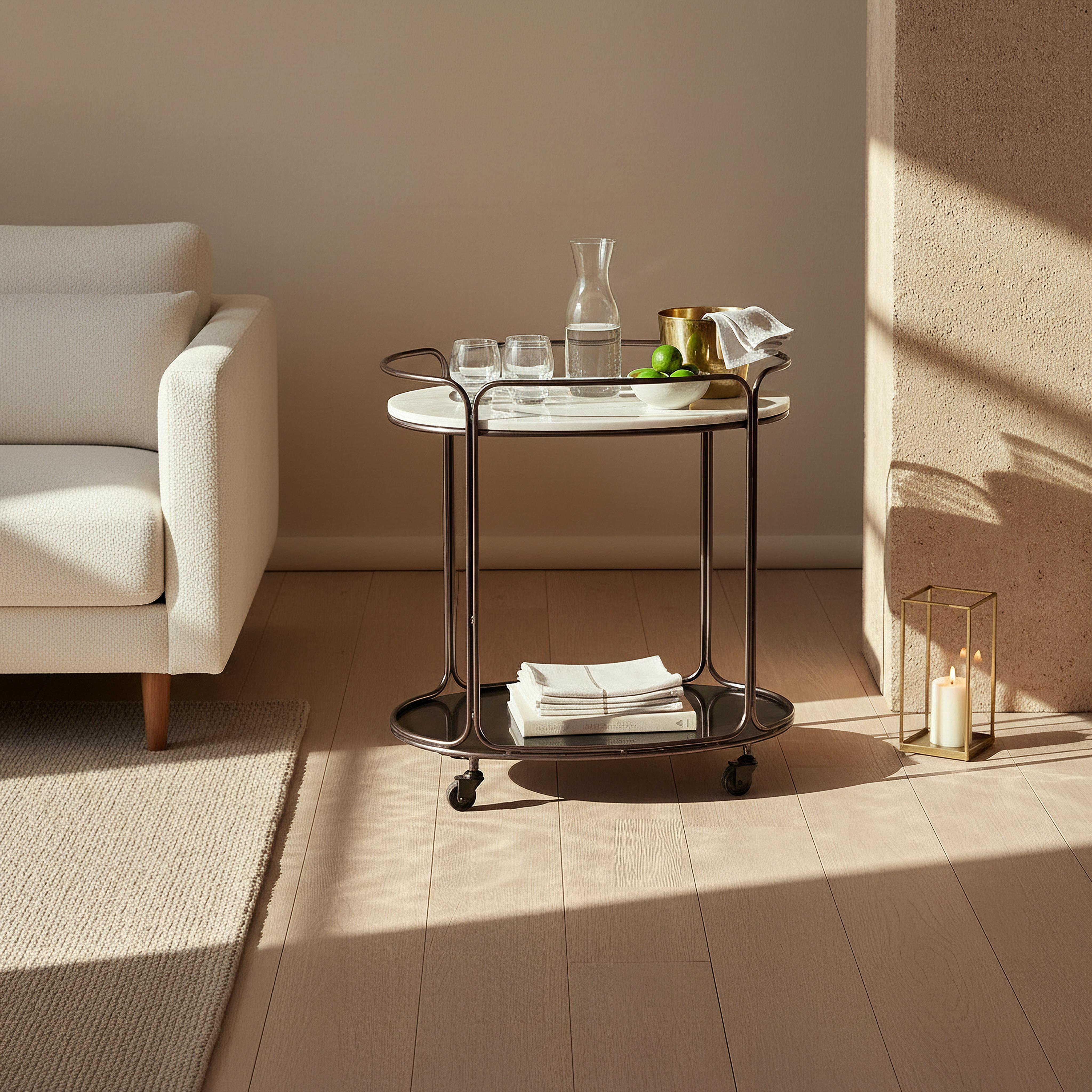 Cavon Malibu Geniune Marble Top Serving Trolley-hbxlivingroom-tablesandstands-servingtrolleys-image-4
