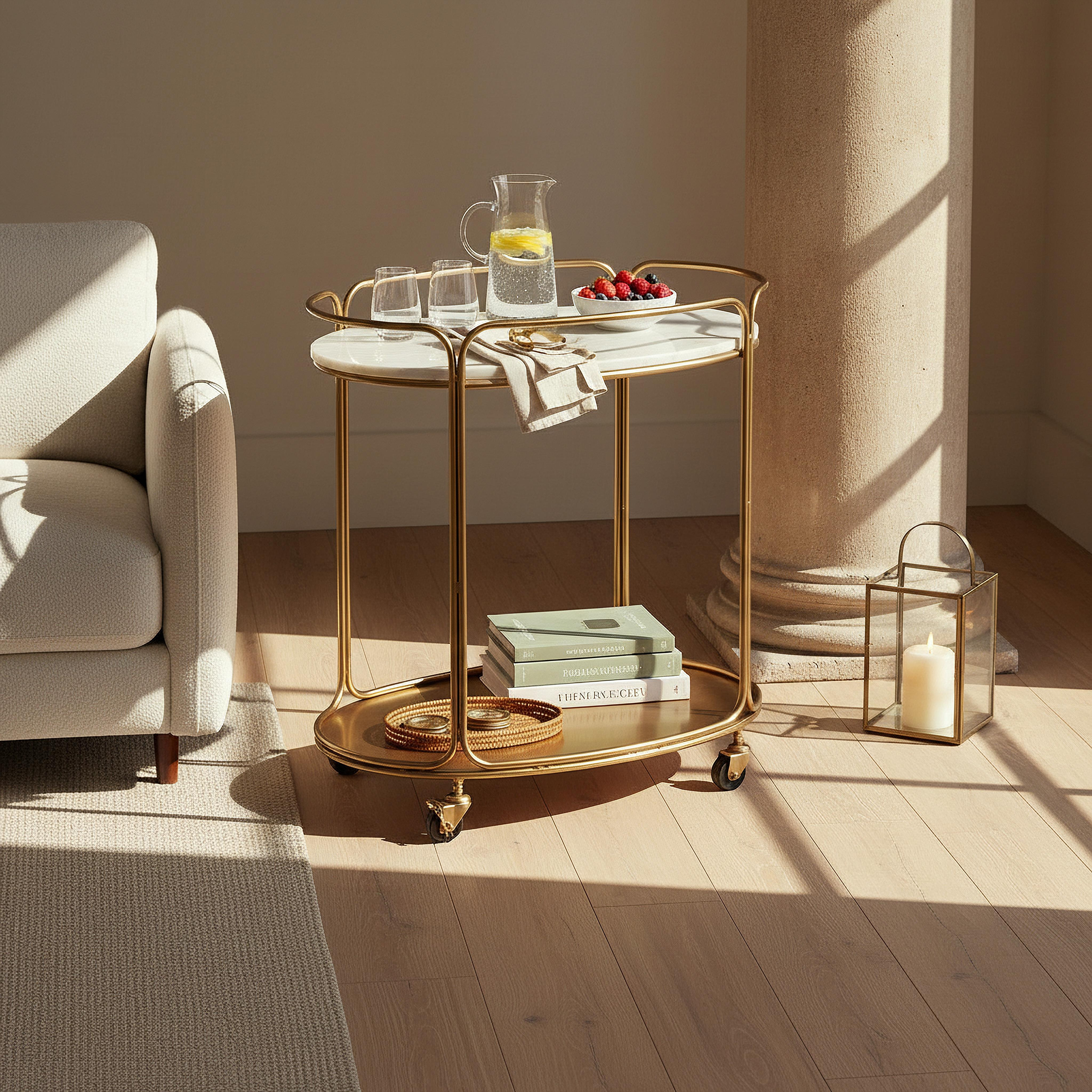 Cavon Malibu Geniune Marble Top Serving Trolley-hbxlivingroom-tablesandstands-servingtrolleys-image-4