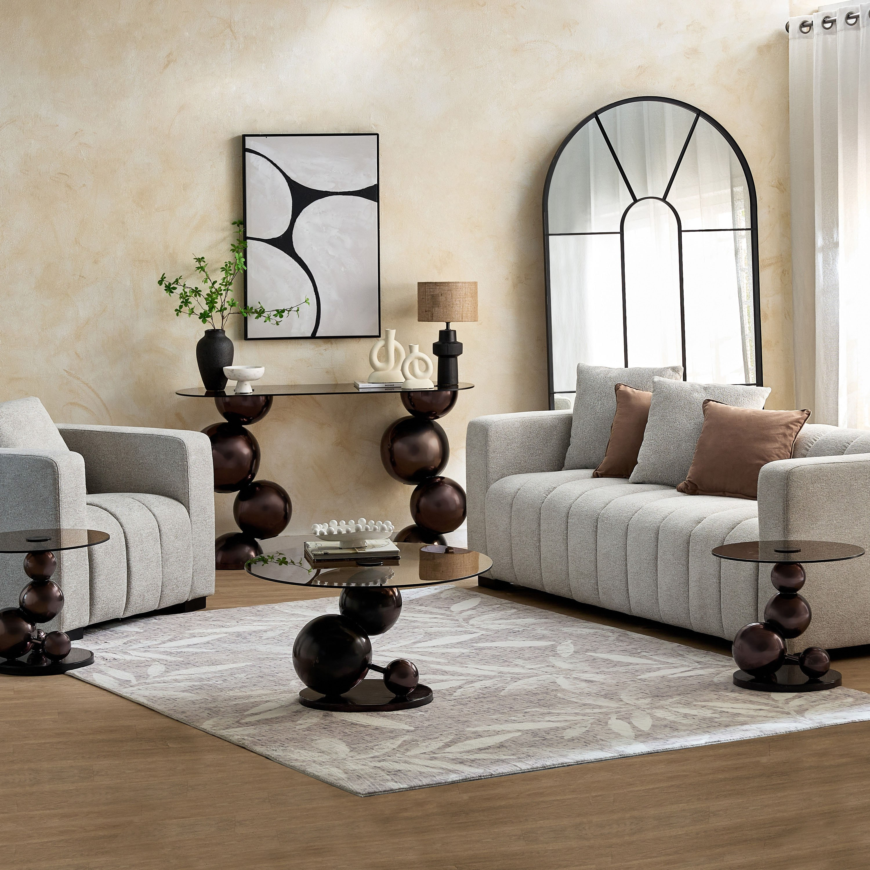 Cavon Glanzy Tempered Glass Top Console Table-hbxfurniture-tablesandstands-consoletables-image-6