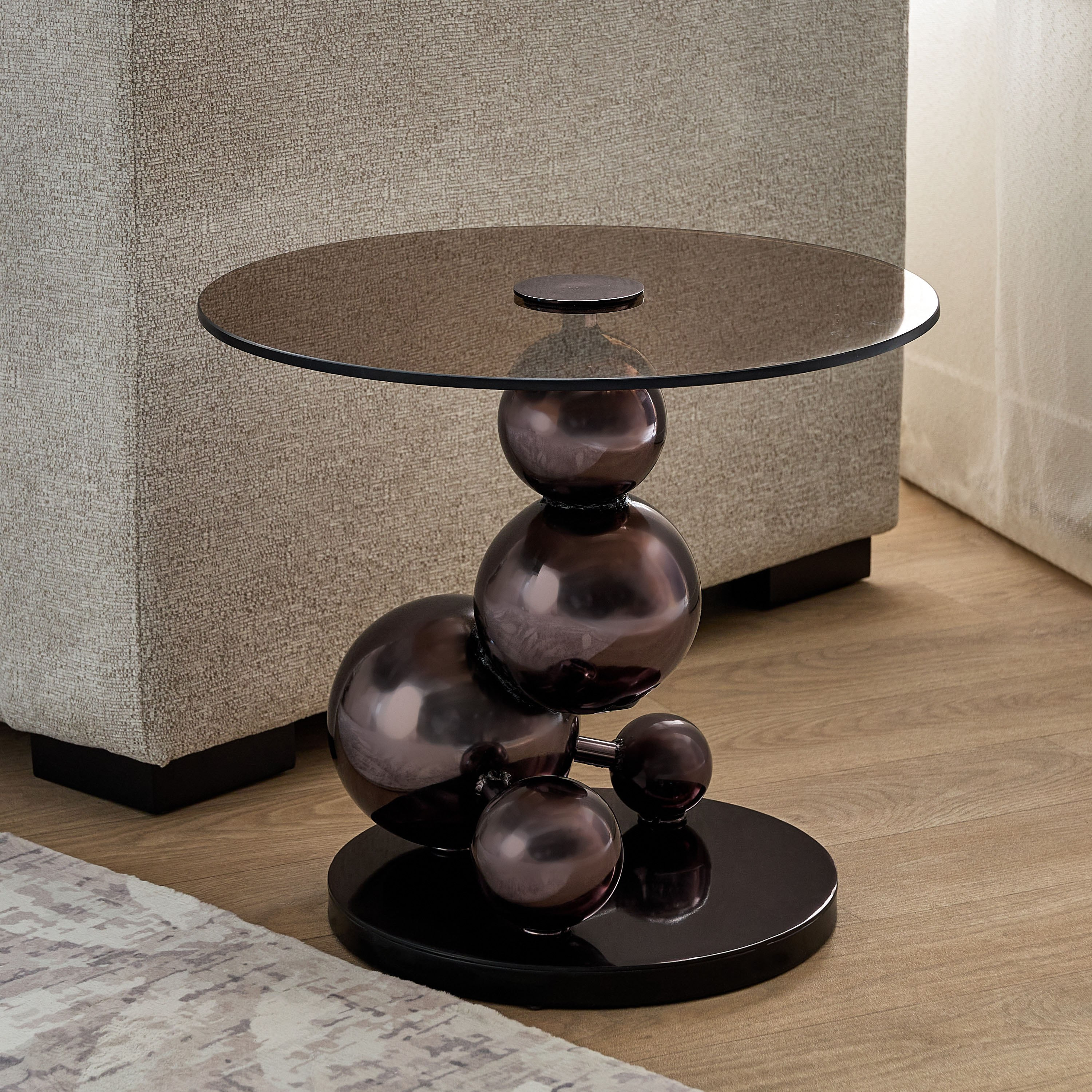 Cavon Glanzy Tempered Glass Top End Table-hbxfurniture-livingroom-endtables-image-1