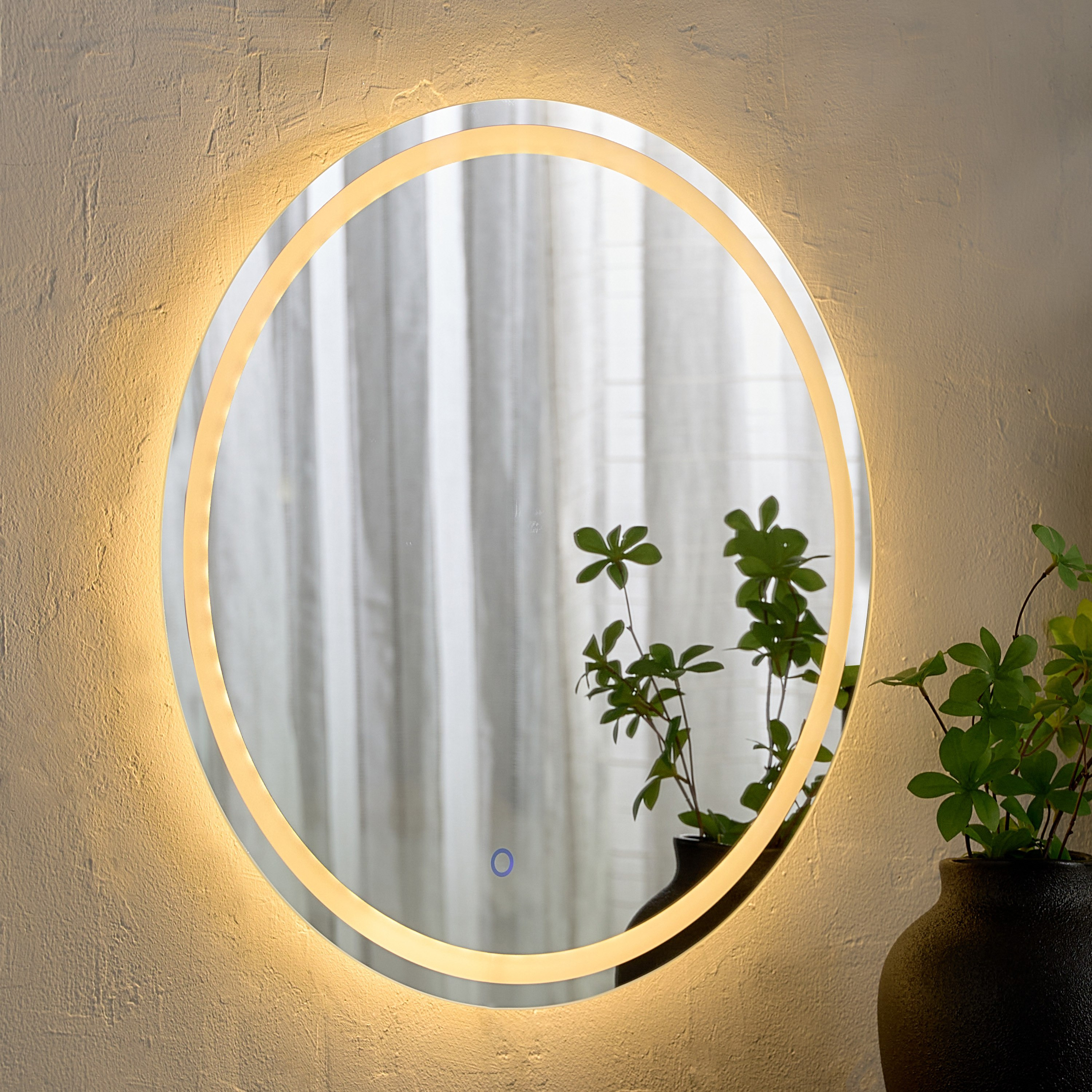 Caseti Round Dimmable LED Mirror - 50x50x2.4 cm-hbxbedroom-bedroomaccessories-jewelleryboxesandholders-image-1