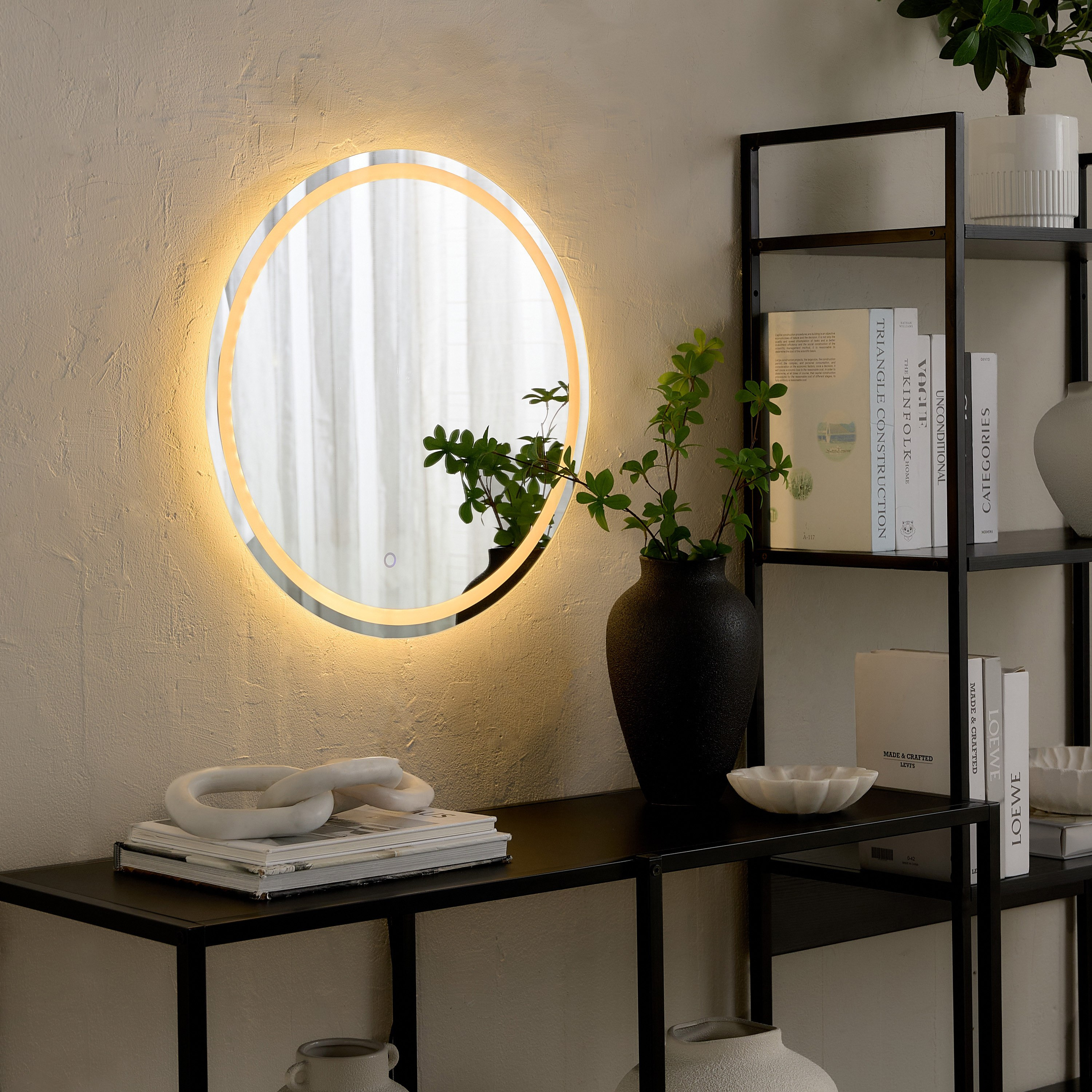 Caseti Round Dimmable LED Mirror - 50x50x2.4 cm-hbxbedroom-bedroomaccessories-jewelleryboxesandholders-image-4