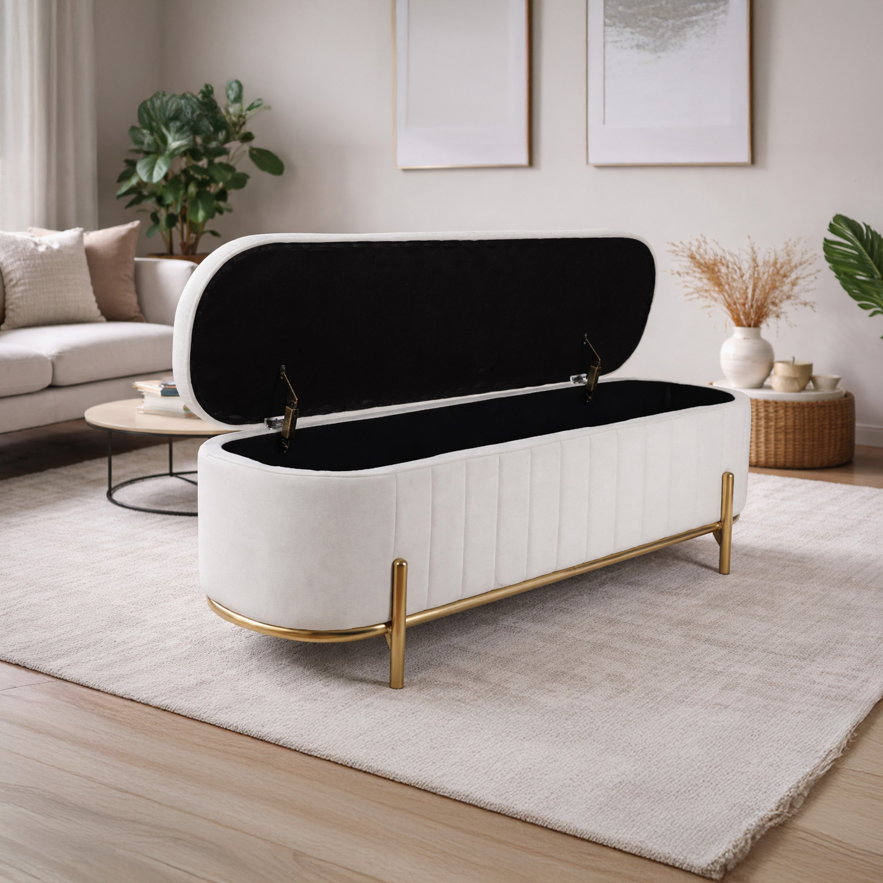 مقعد بنش قماش بمساحة تخزين من روفيجو-hbxfurniture-sofasandarmchairs-benches-image-2