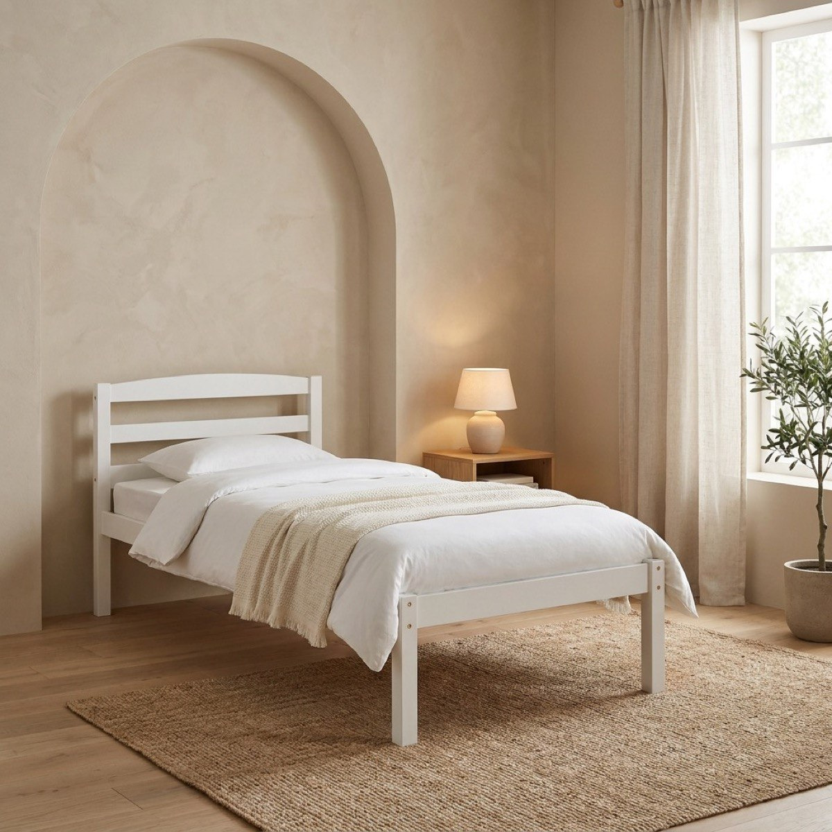 Movo Stova Vanilla Single Bed - 90x200 cm-hbxfurniture-bedsandbedsets-beds-single-image-1