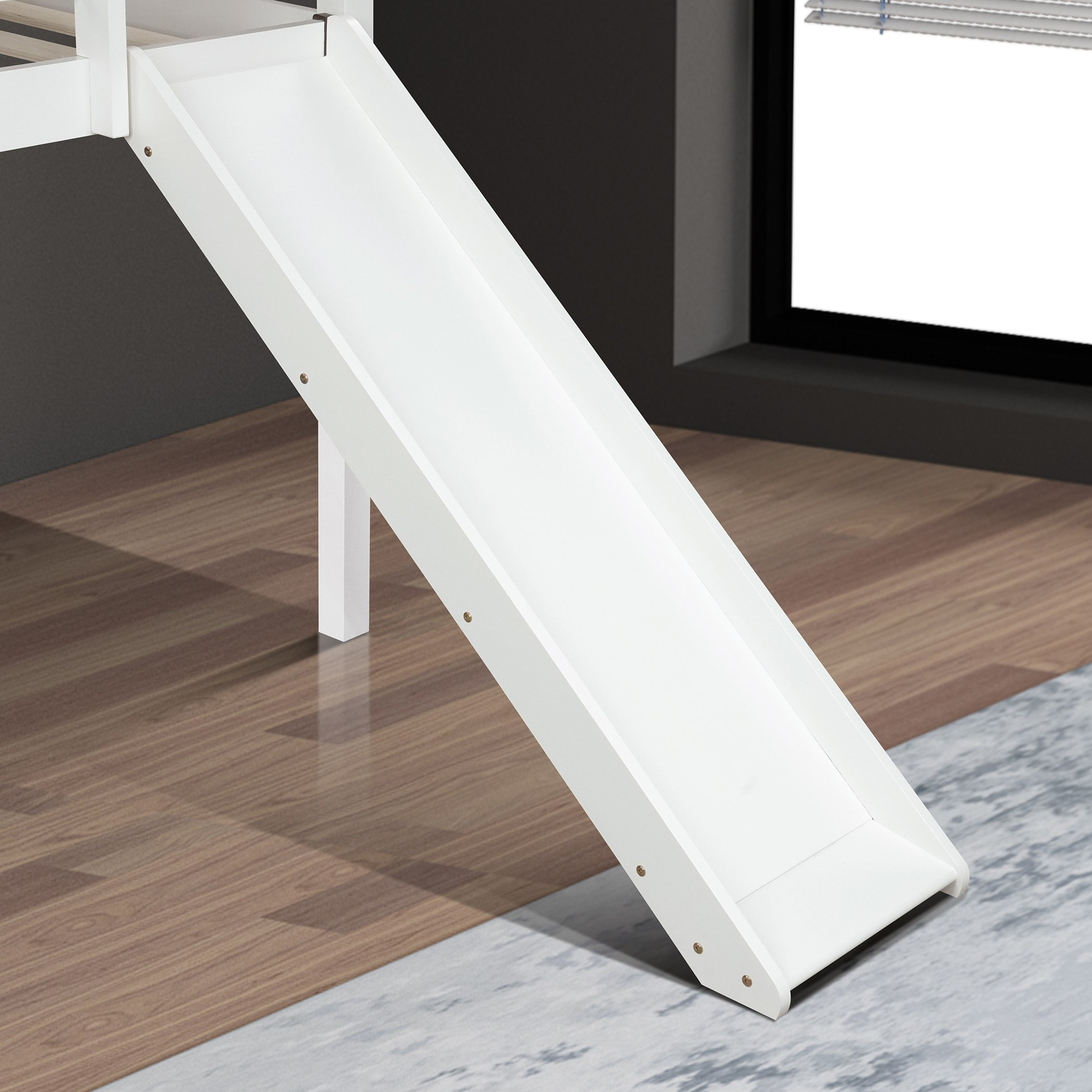 Ivory Stova Single Loft Bed with Slide and Climbing Ladder - 90x200 cm-hbxkidsandyouth-bedsandbedsets-bunkbeds-single-image-4