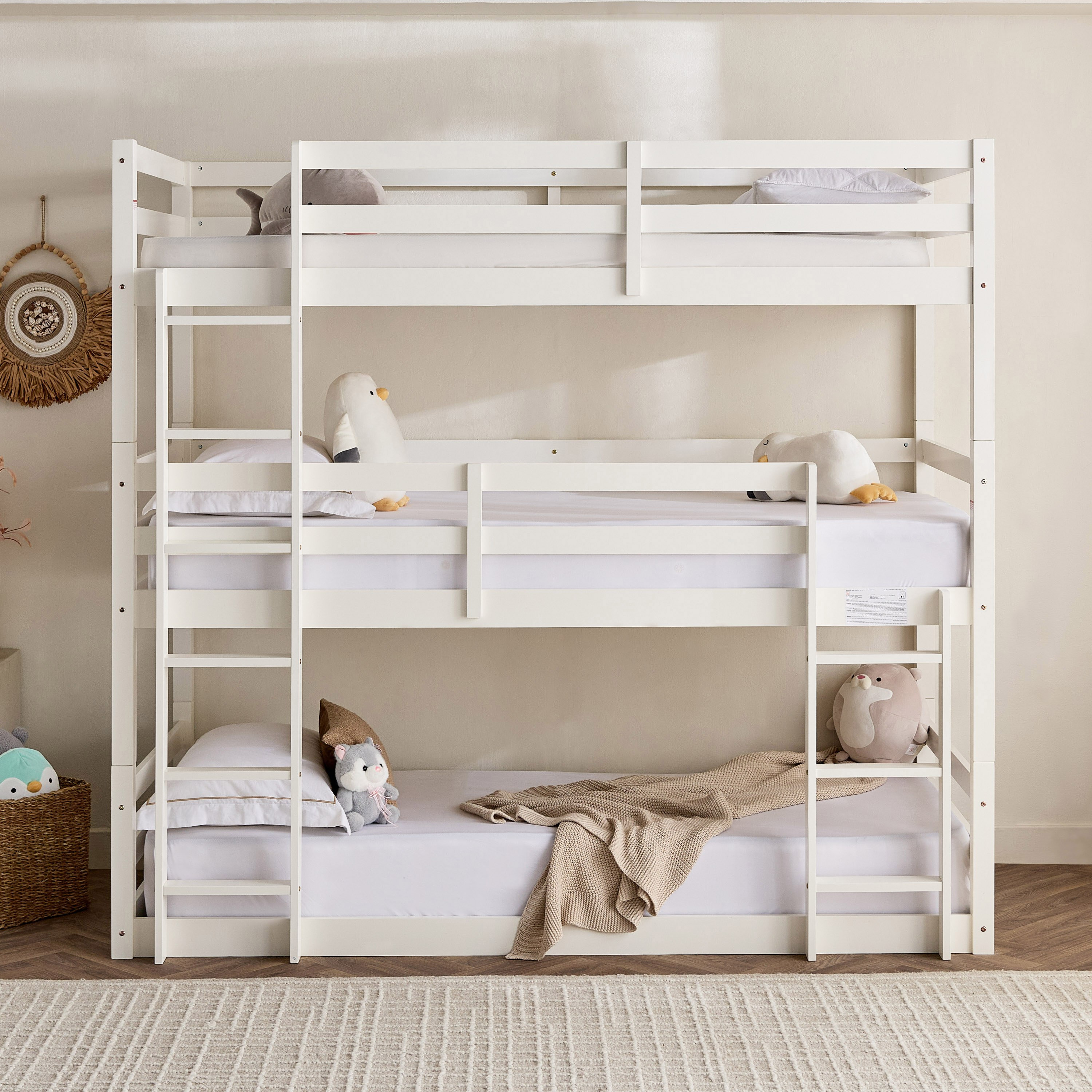 Movo Stova Vanilla Triple Bunk Bed-hbxkidsandyouth-bedsandbedsets-bunkbeds-single-image-2