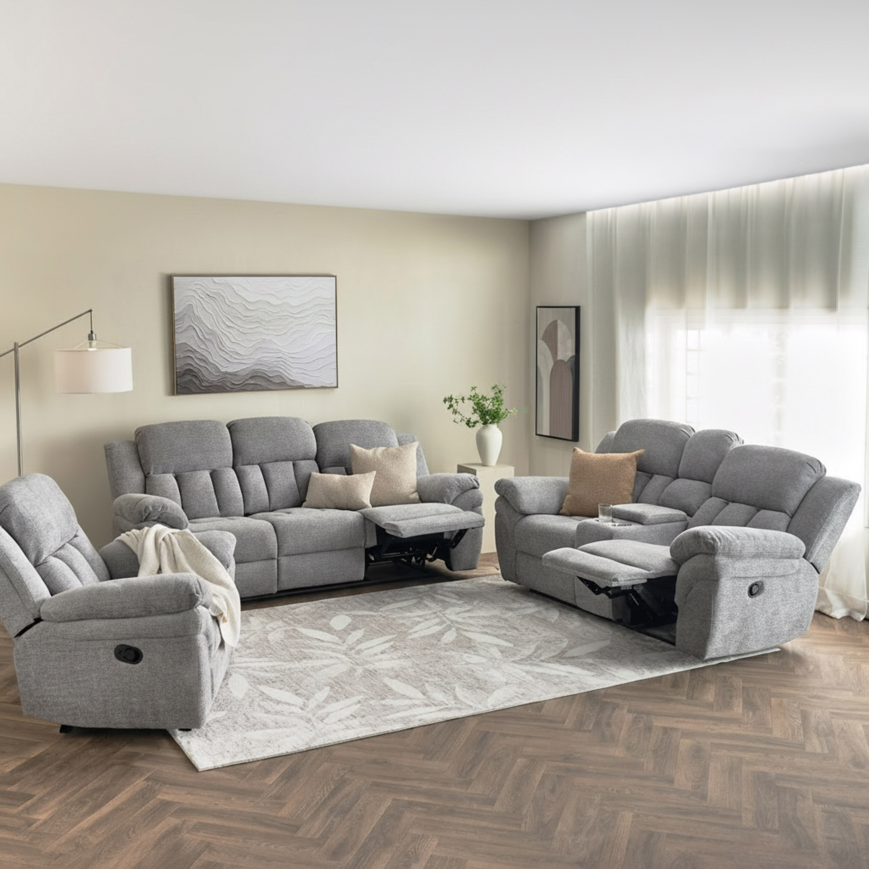 كنبة استرخاء قماش بمقعدين وطاولة كونسول وحاملي أكواب نكست من ستانفورد-hbxlivingroom-sofasandarmchairs-sofas-image-12