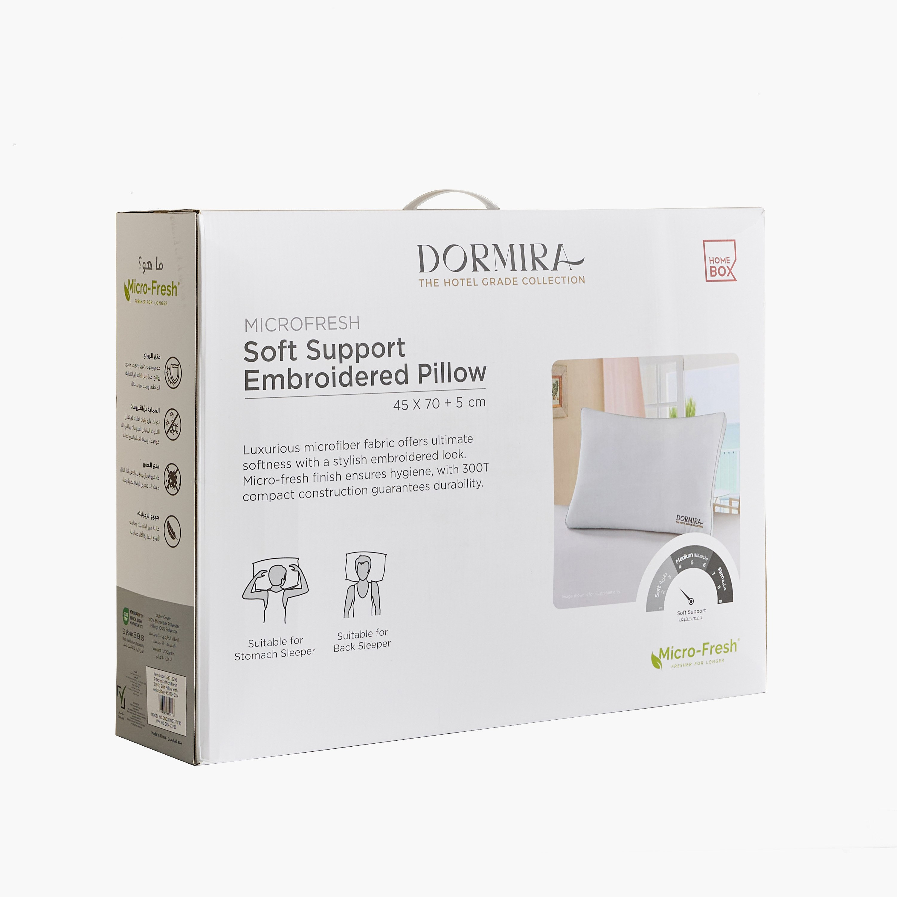 Dormira Hotel Grade Collection MicroFresh Soft Pillow with Embroidery - 45x70+5 cm-hbxhomeware-hbxbedroom-image-6