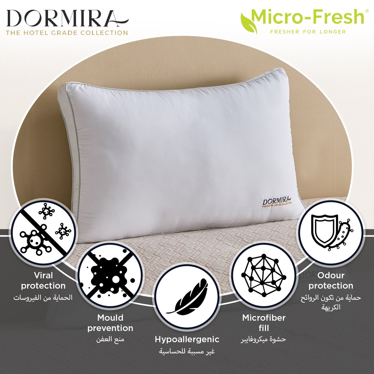 Dormira Hotel Grade Collection MicroFresh Soft Pillow with Embroidery - 45x70+5 cm-hbxhomeware-hbxbedroom-image-7