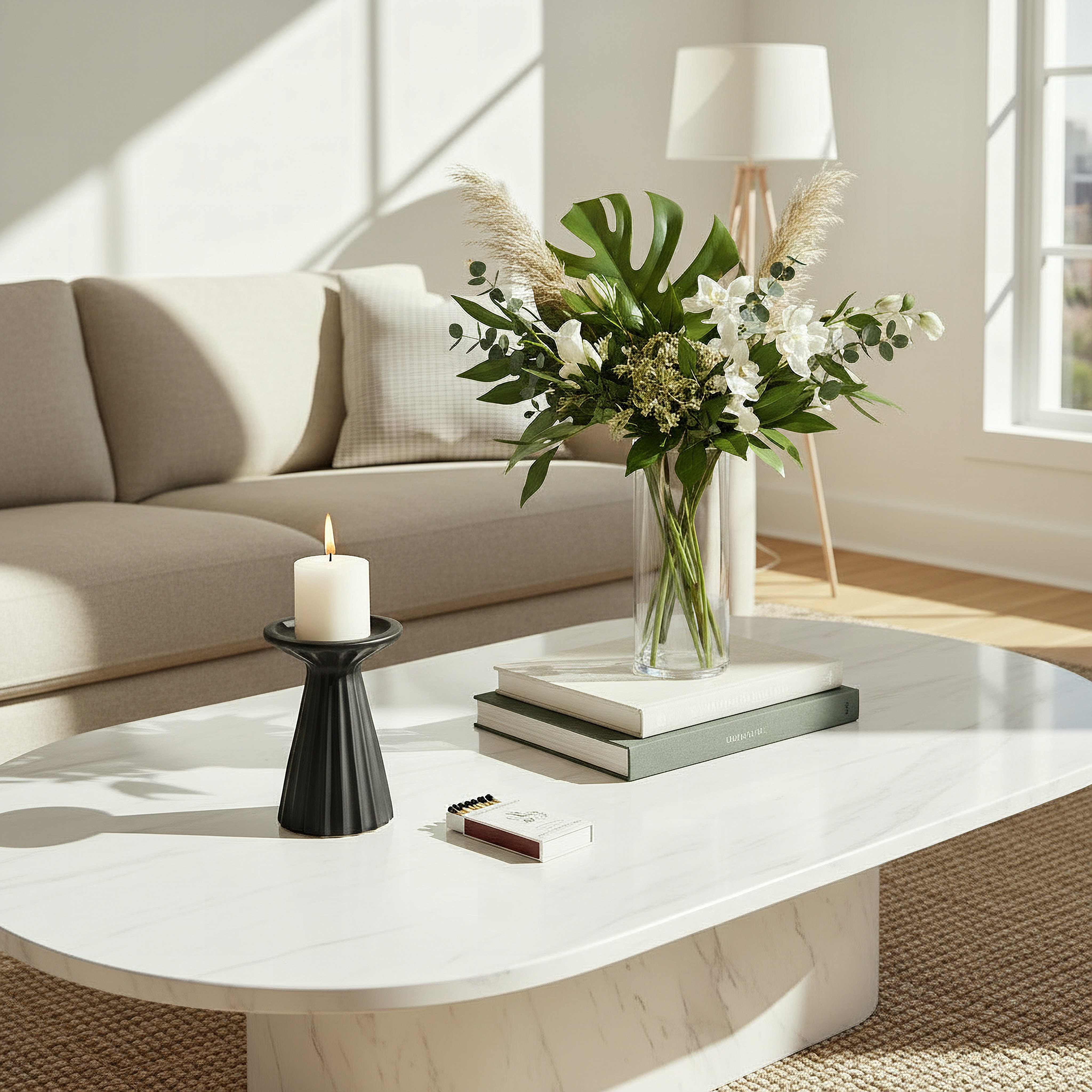 Monochrome Alora Decorative Pillar Candleholder - 10x10x14.5 cm-hbxlivingroom-decorandaccessories-candleholders-image-5