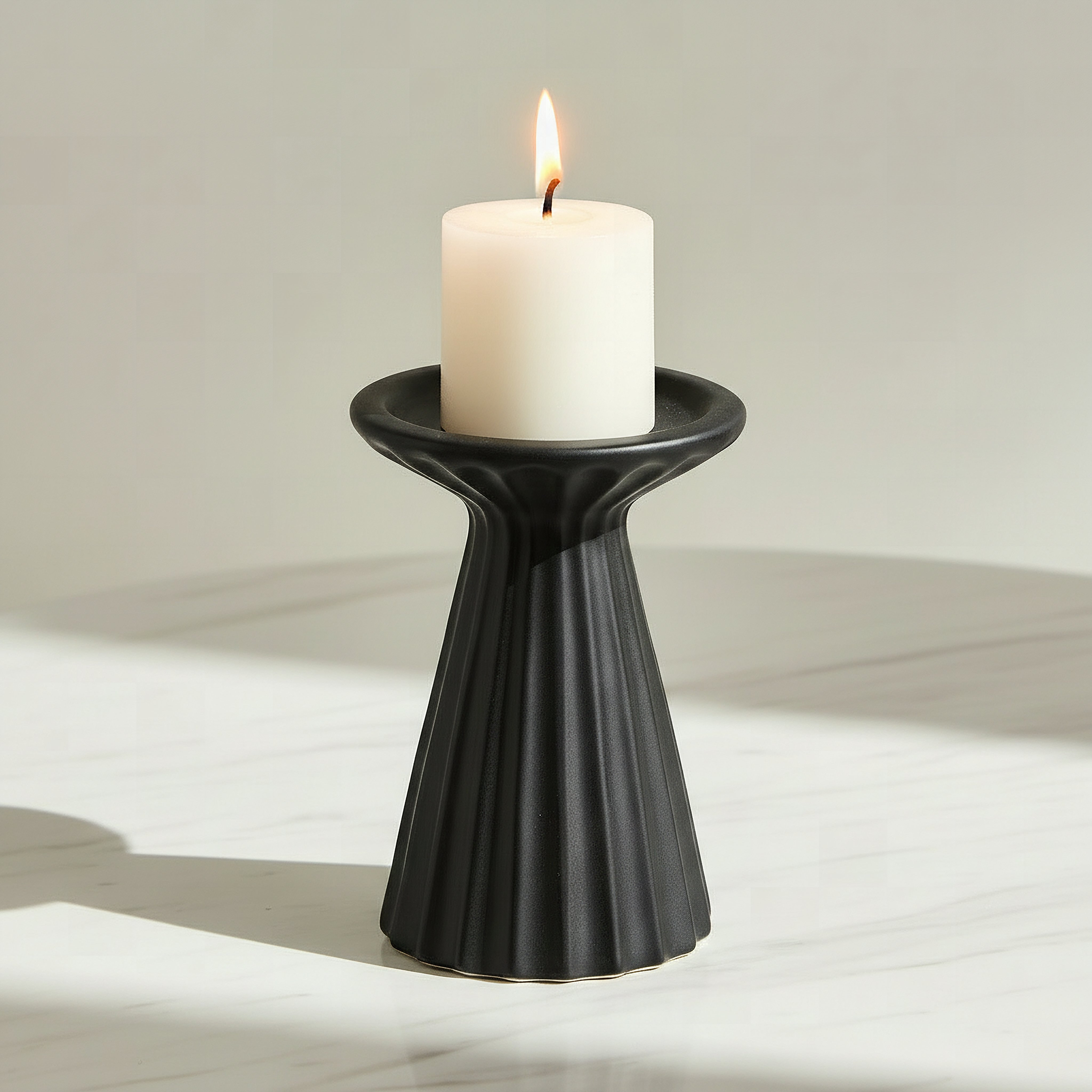 Monochrome Alora Decorative Pillar Candleholder - 10x10x14.5 cm-hbxlivingroom-decorandaccessories-candleholders-image-2