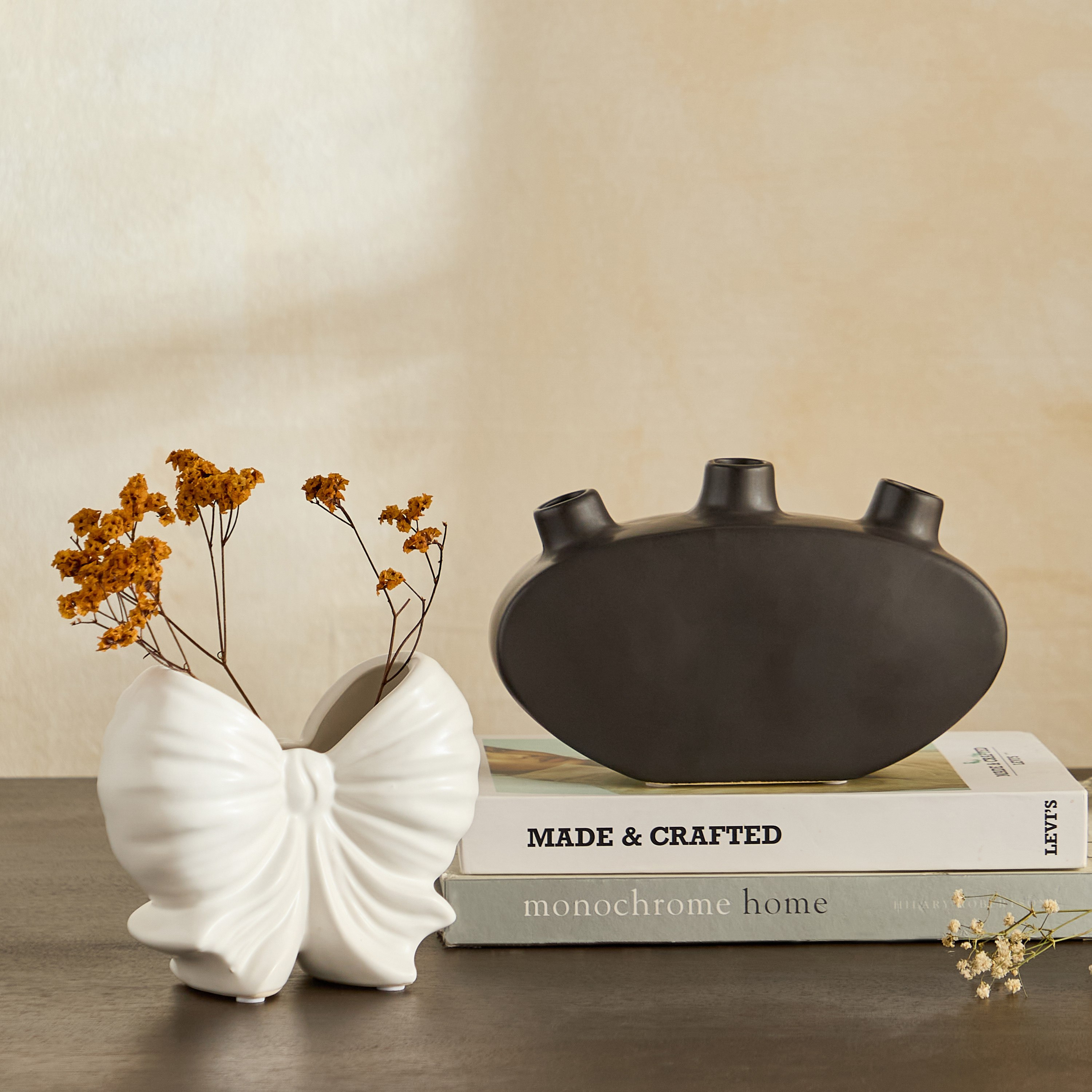 Alora Tilden Monochrome Decorative Vase - 26x6x12 cm-hbxbedroom-decorandaccessories-vases-image-8