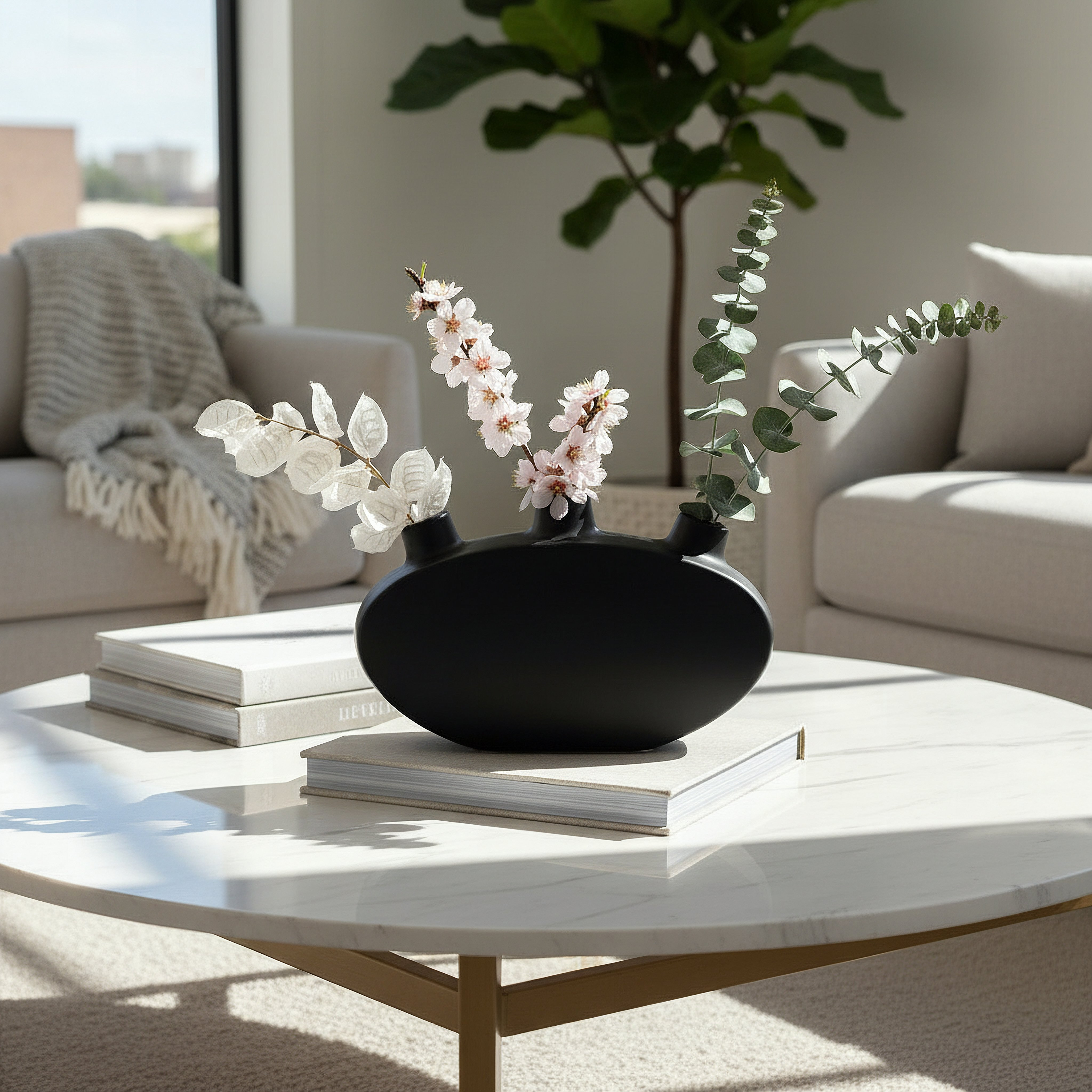 Alora Tilden Monochrome Decorative Vase - 26x6x12 cm-hbxbedroom-decorandaccessories-vases-image-4