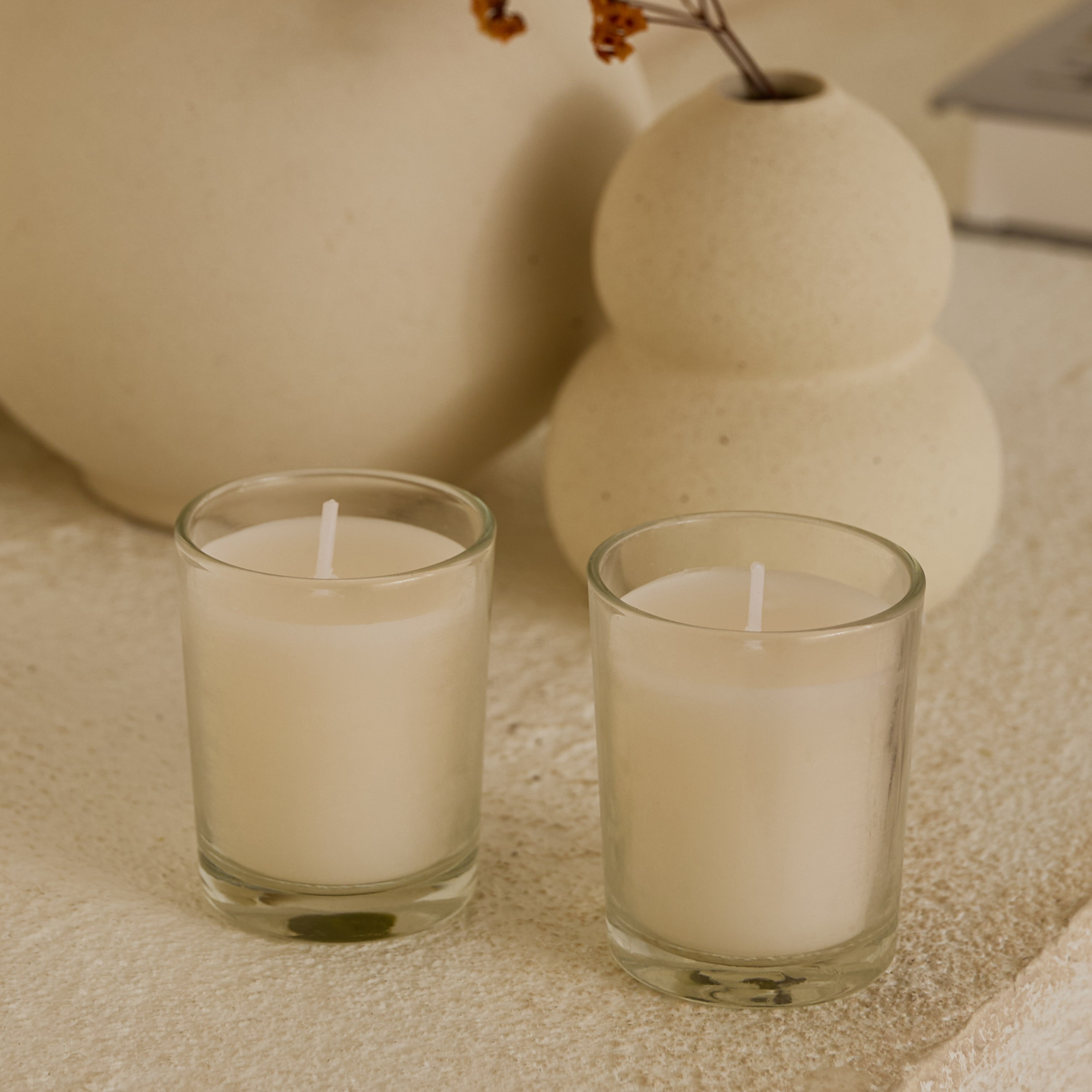 طقم جرة شموع فوتيف زجاج غير معطّرة قطعتين من لونا - 10 ساعات-hbxlivingroom-decorandaccessories-candles-image-5