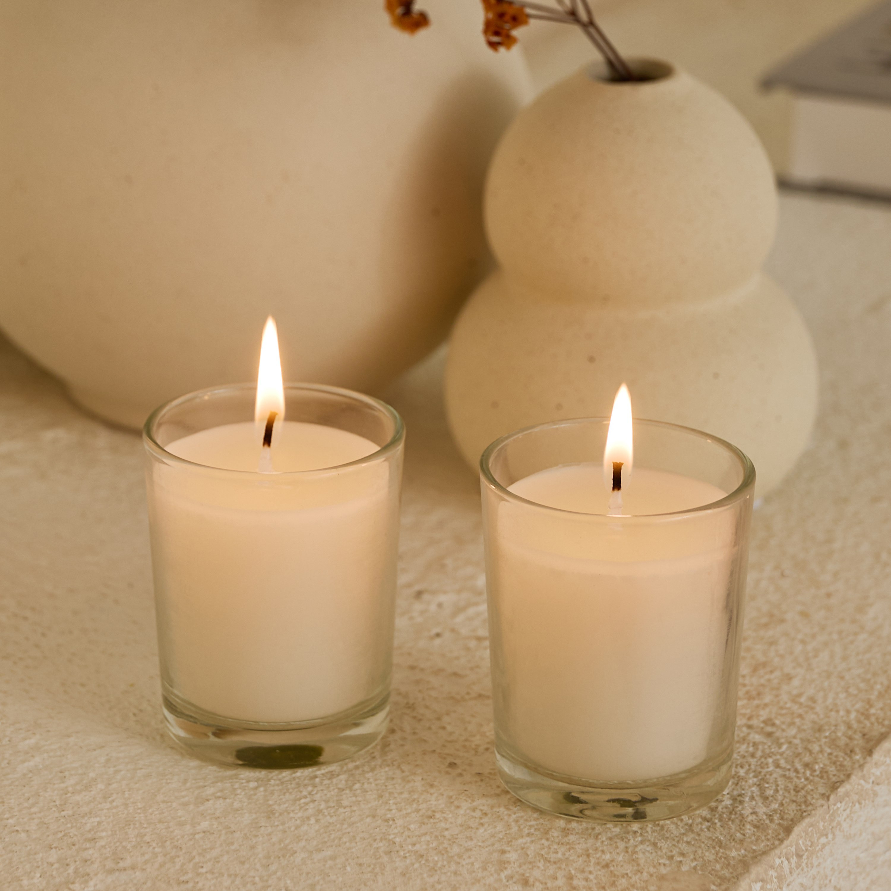 طقم جرة شموع فوتيف زجاج غير معطّرة قطعتين من لونا - 10 ساعات-hbxlivingroom-decorandaccessories-candles-image-6