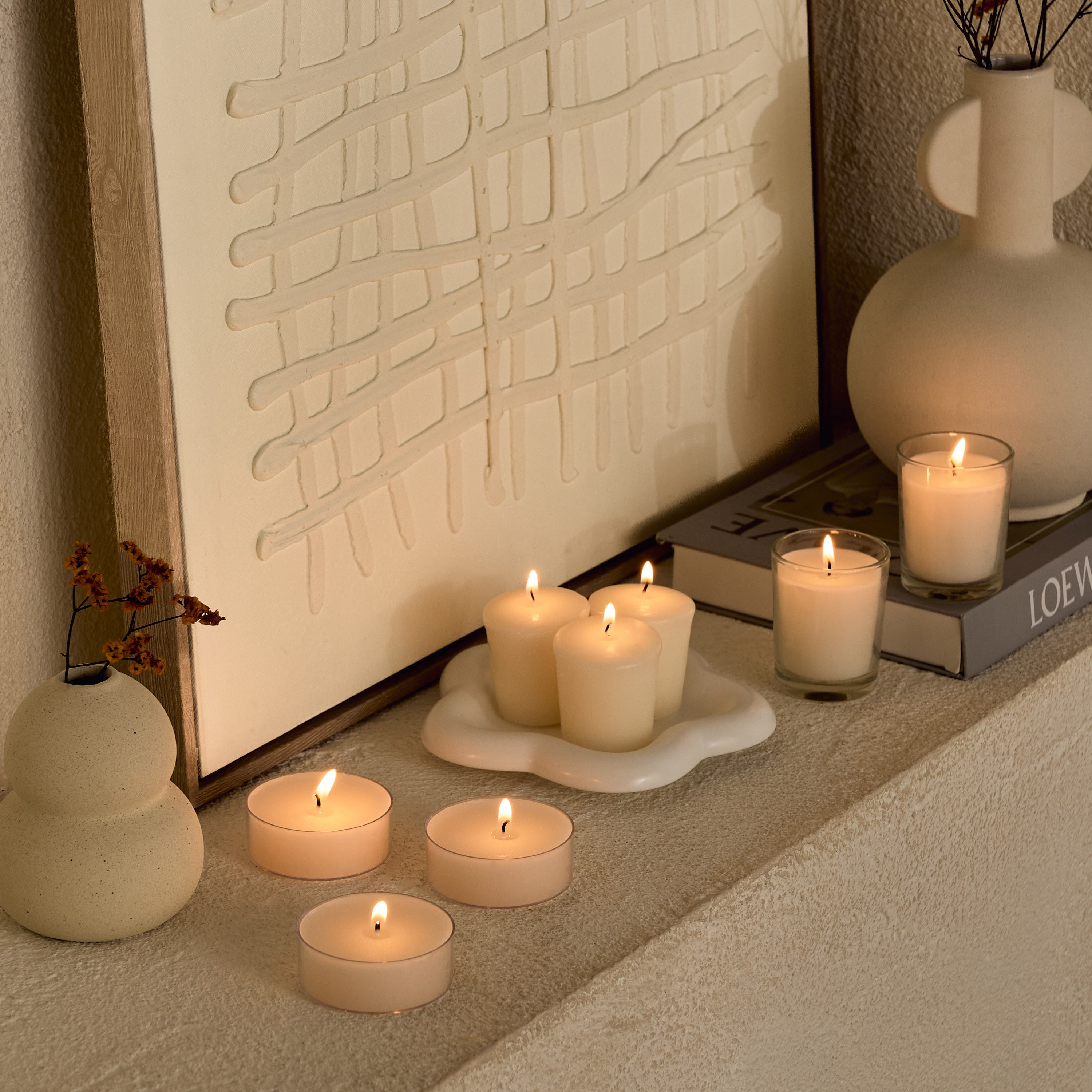 طقم جرة شموع فوتيف زجاج غير معطّرة قطعتين من لونا - 10 ساعات-hbxlivingroom-decorandaccessories-candles-image-8