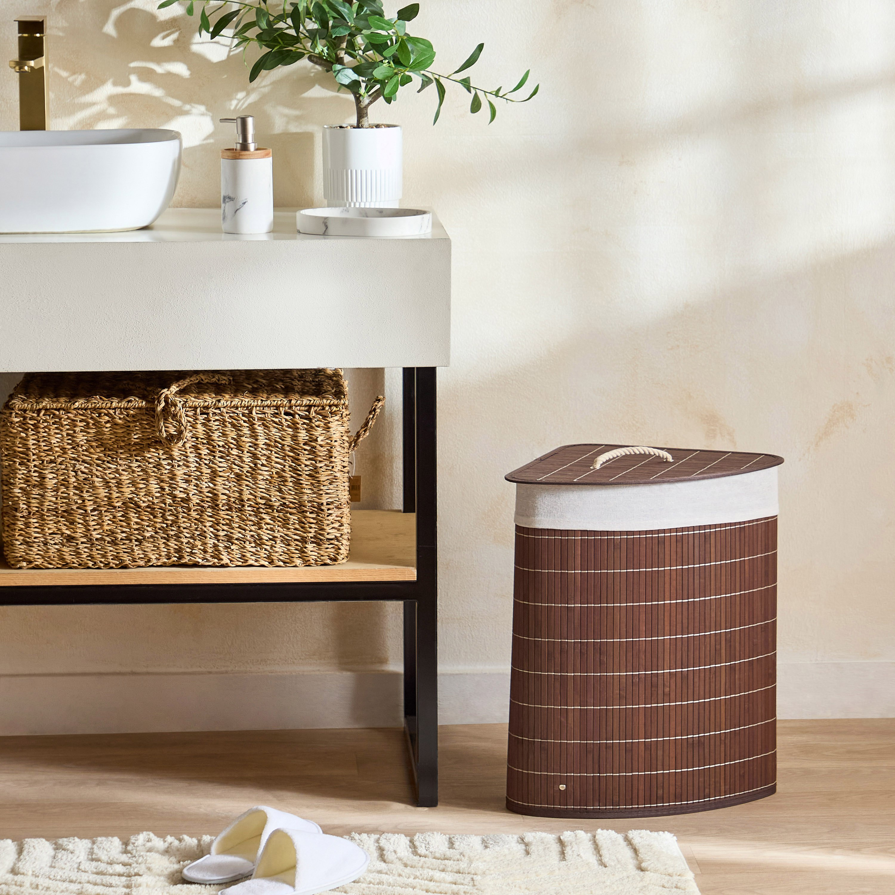 Knock Down Bamboo Corner Laundry Hamper-hbxbathroom-bathroomstorage-laundryhampers-image-11