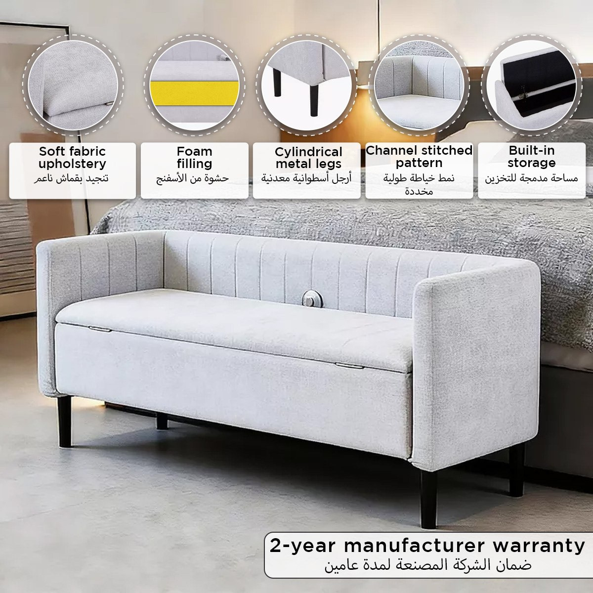 Elvia Cambridge Bed Bench with Storage-hbxfurniture-sofasandarmchairs-benches-image-7