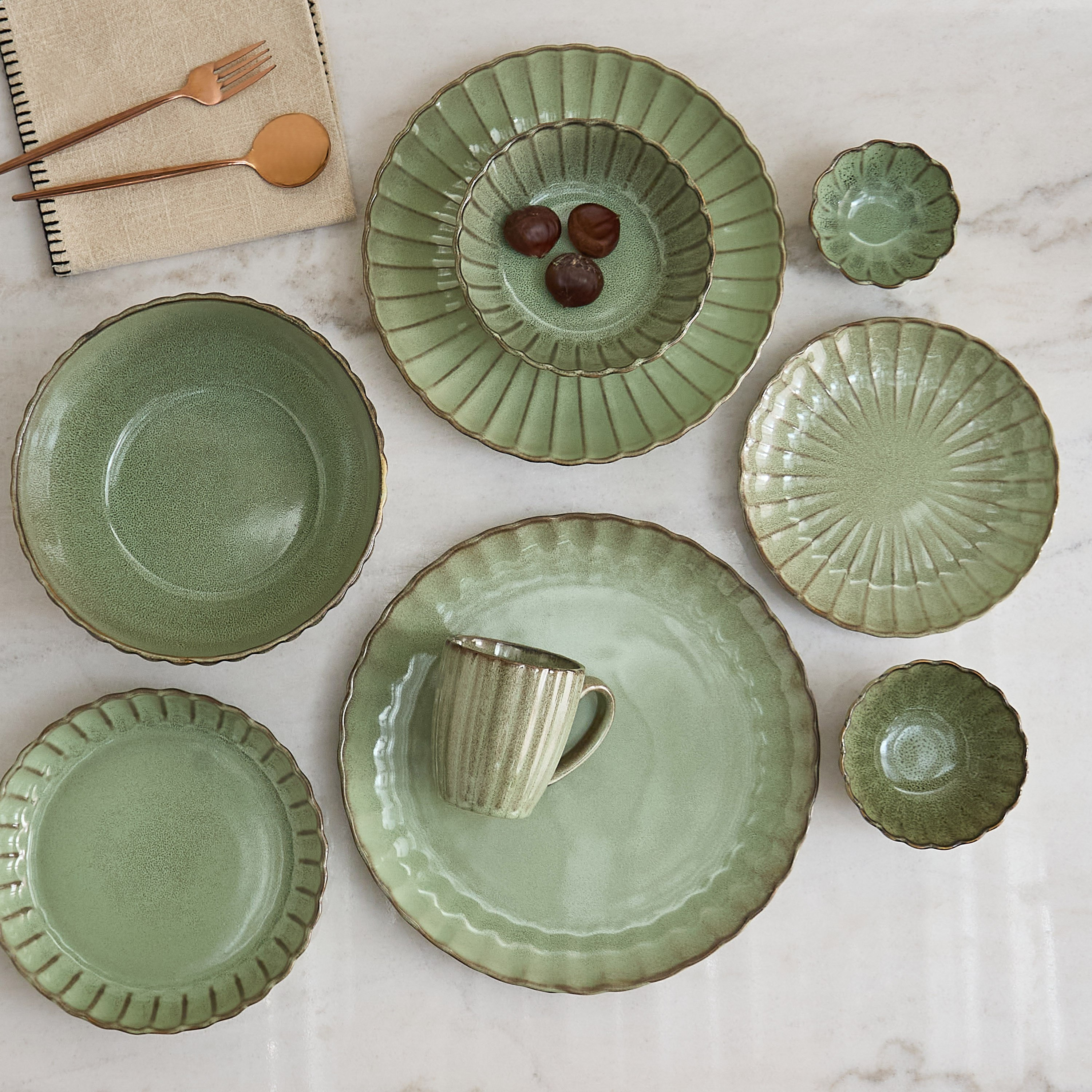 صحن عشاء بتصميم صدفي من سيام - 27 سم-hbxdecorandfurnishings-tabletop-crockery-image-8