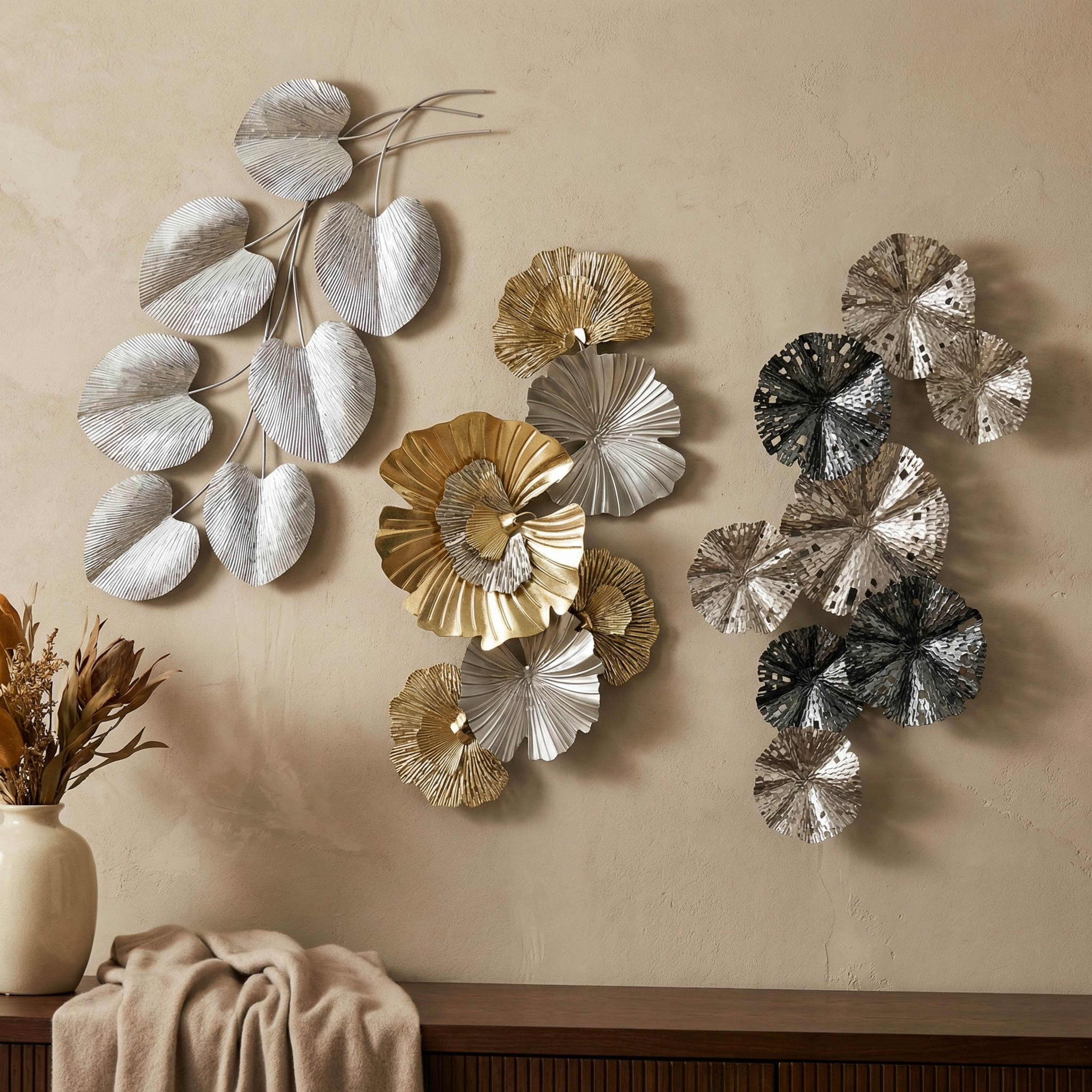 Percy Evara Aurum Metal Wall Decor - 47x94x4 cm-hbxdiningroom-walldecor-wallart-image-5