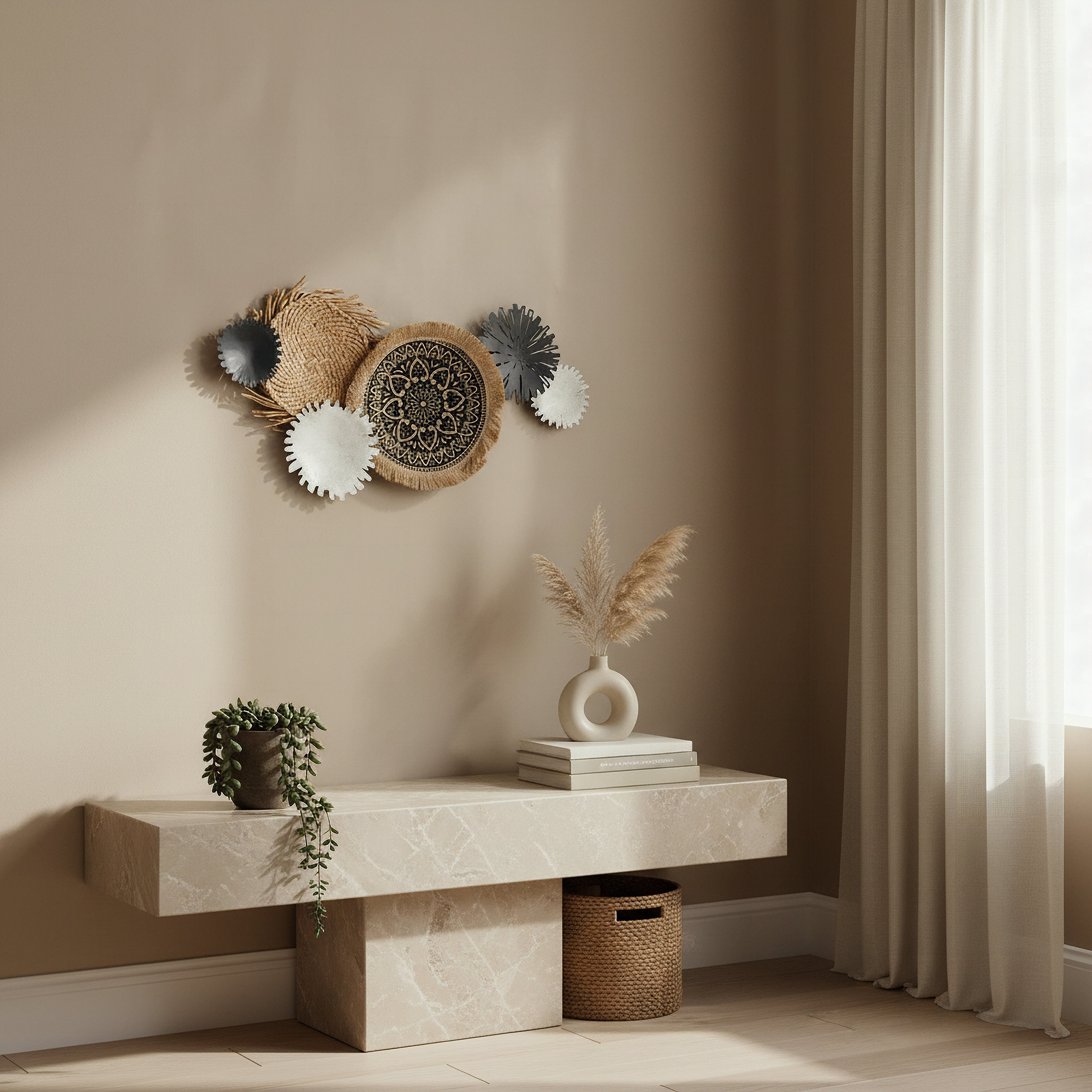 Umber Percy Evara Paper and Metal Wall Decor - 89x45x8 cm-hbxdiningroom-walldecor-wallart-image-3
