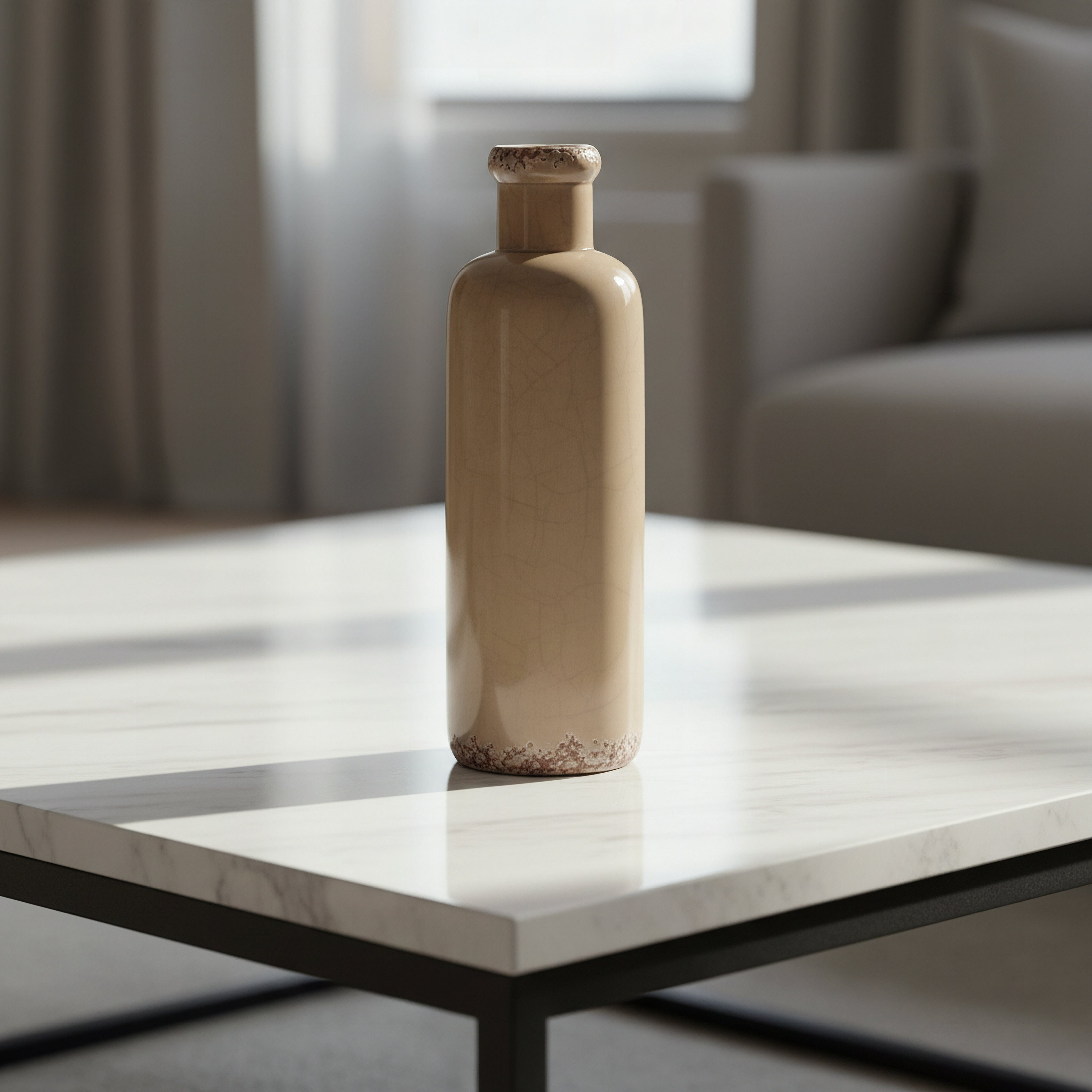 Umber Sinatra Antique Crackle Vase - 8x8x27 cm-hbxbedroom-decorandaccessories-vases-image-1