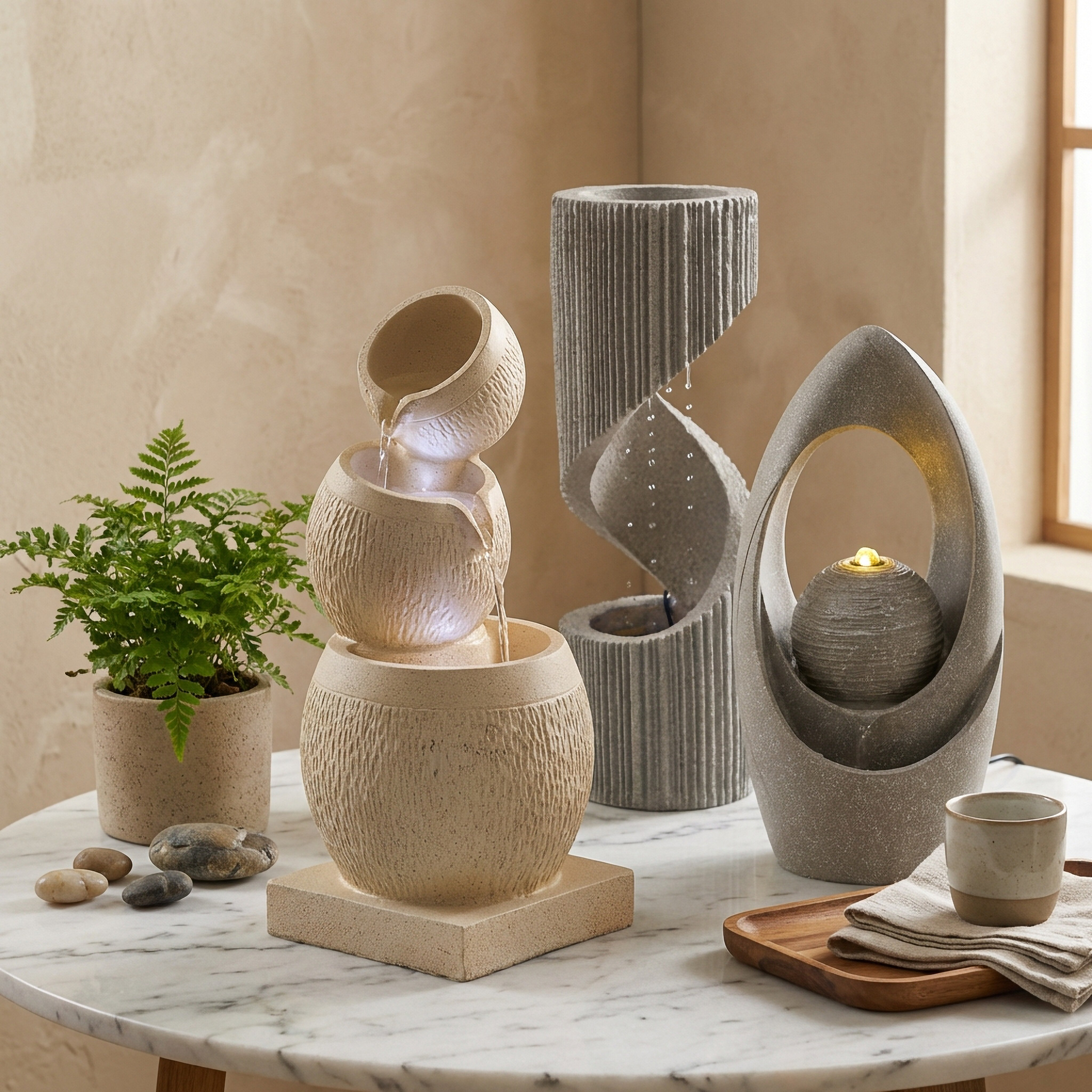 Vera Adele LED Outdoor Abstract Fountain - 25x21x49 cm-hbxhomeware-gardenandoutdoor-outdoorfountain-image-6