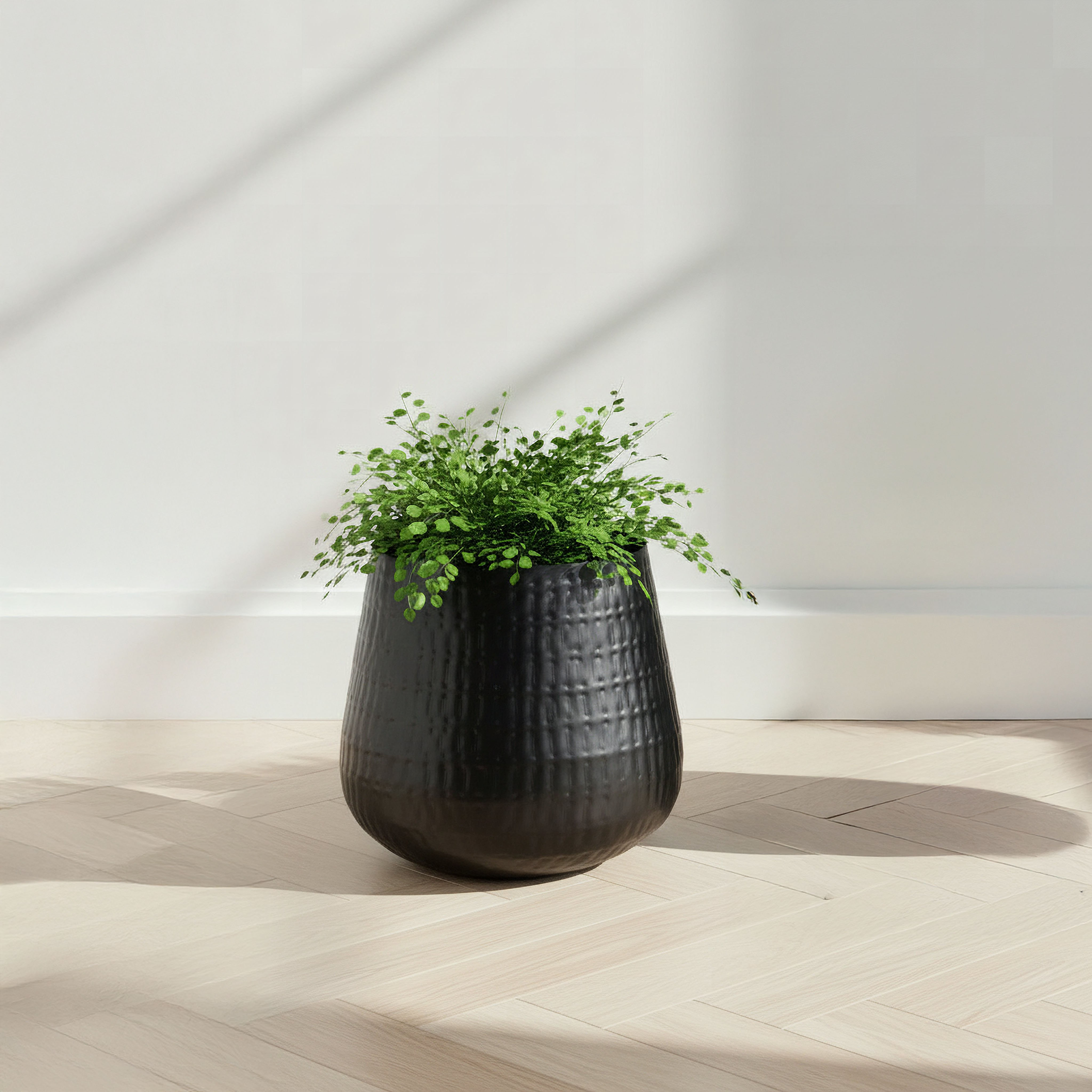 Monochrome Avya Metal Textured Planter - 25x25x21.5 cm-hbxlivingroom-decorandaccessories-plantersandurns-image-1