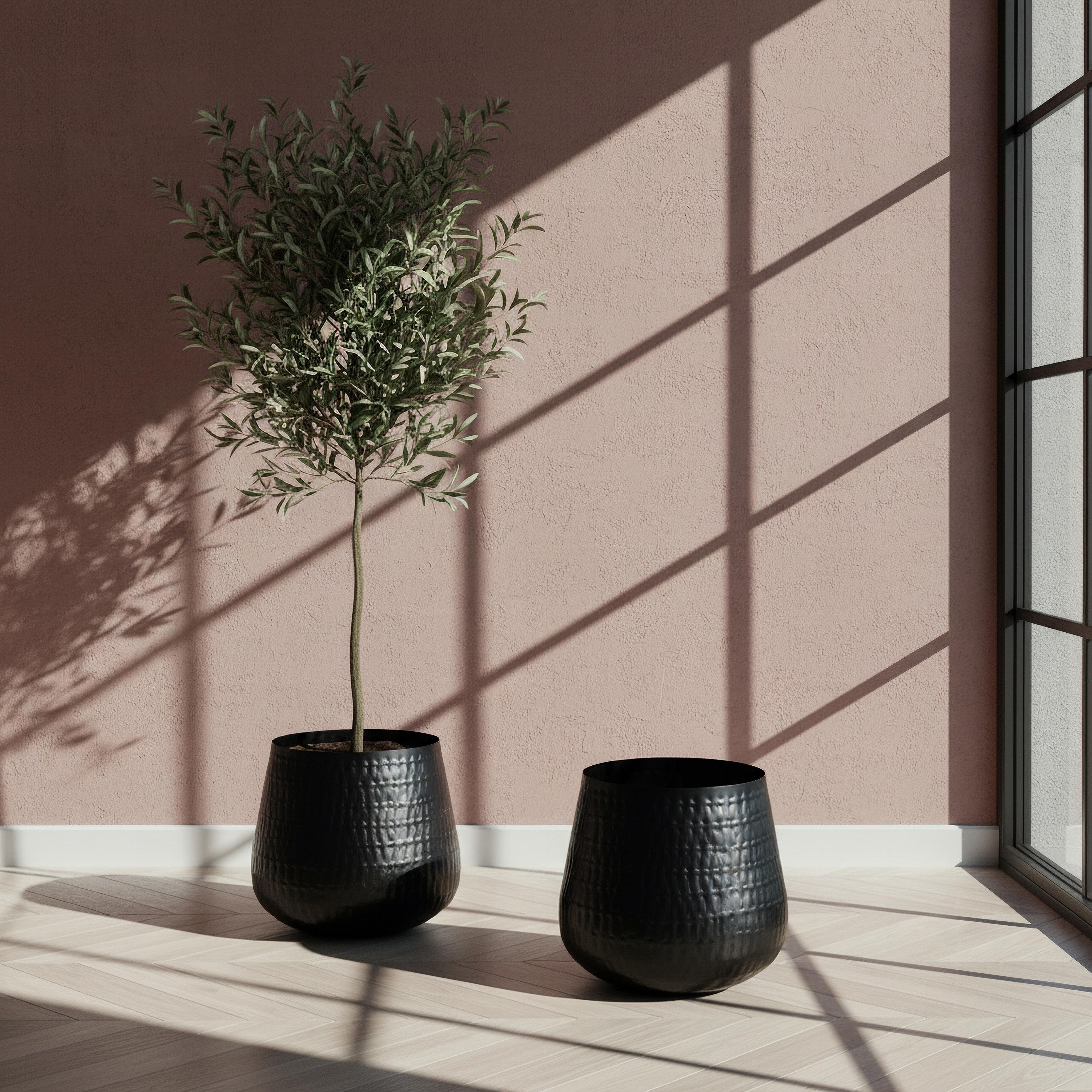 Monochrome Avya Metal Textured Planter - 25x25x21.5 cm-hbxlivingroom-decorandaccessories-plantersandurns-image-4