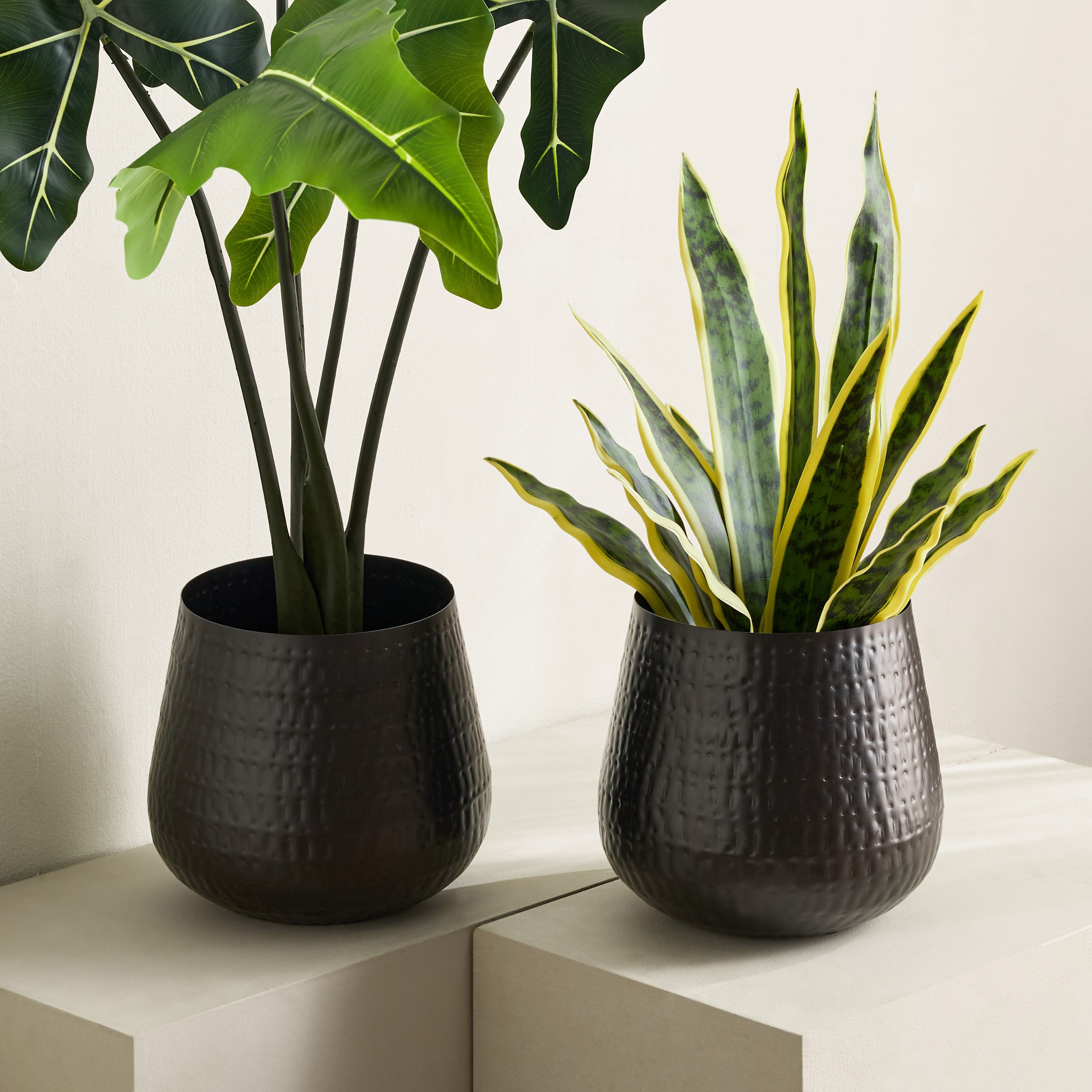 Monochrome Avya Metal Textured Planter - 25x25x21.5 cm-hbxlivingroom-decorandaccessories-plantersandurns-image-5