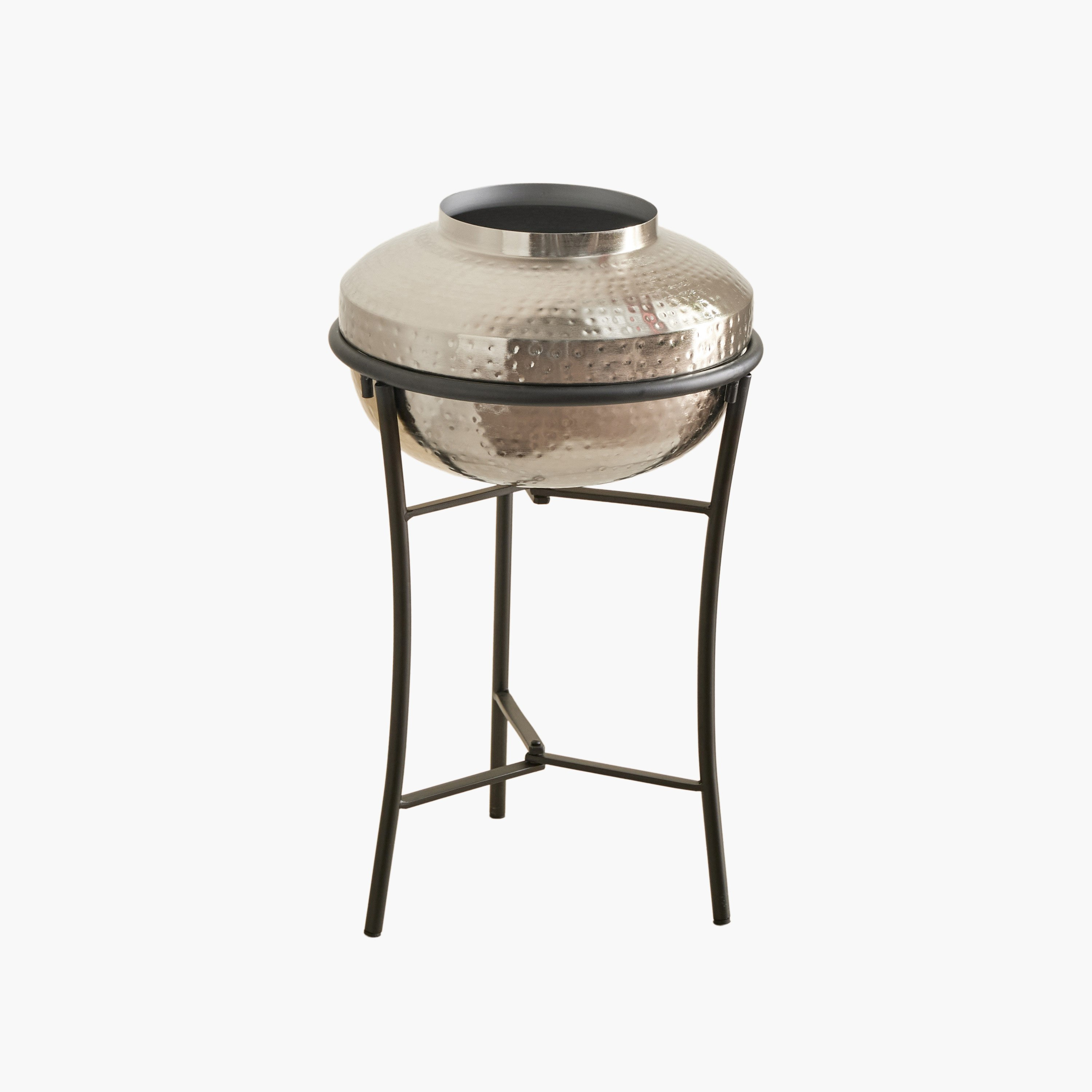 Monochrome Avya Metal Hammered Planter with Stand - 30.5x30.5x51 cm-hbxlivingroom-decorandaccessories-plantersandurns-image-6