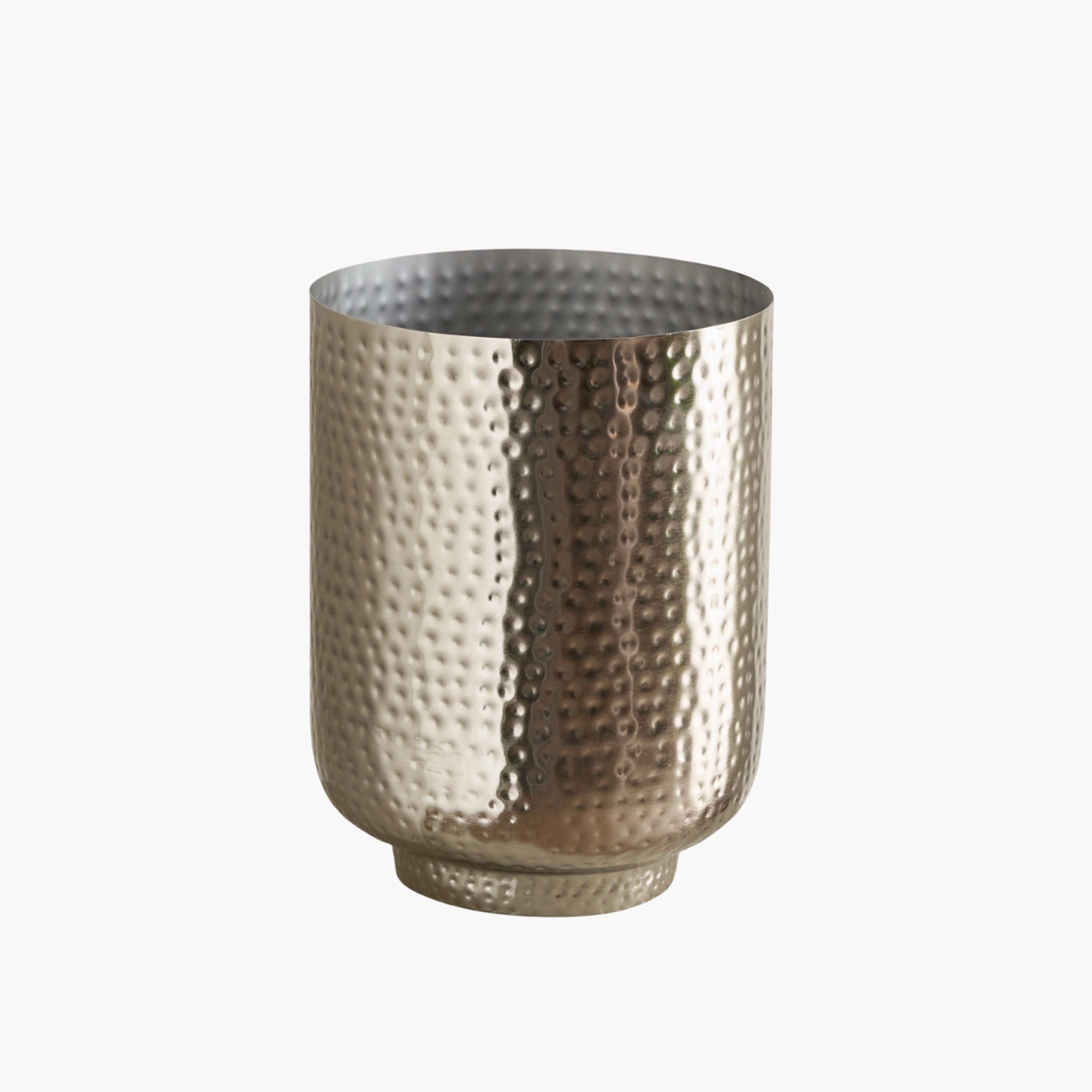 Aurum Avya Metal Hammered Planter with Base - 25.5x25.5x32.5 cm-hbxlivingroom-decorandaccessories-plantersandurns-image-9