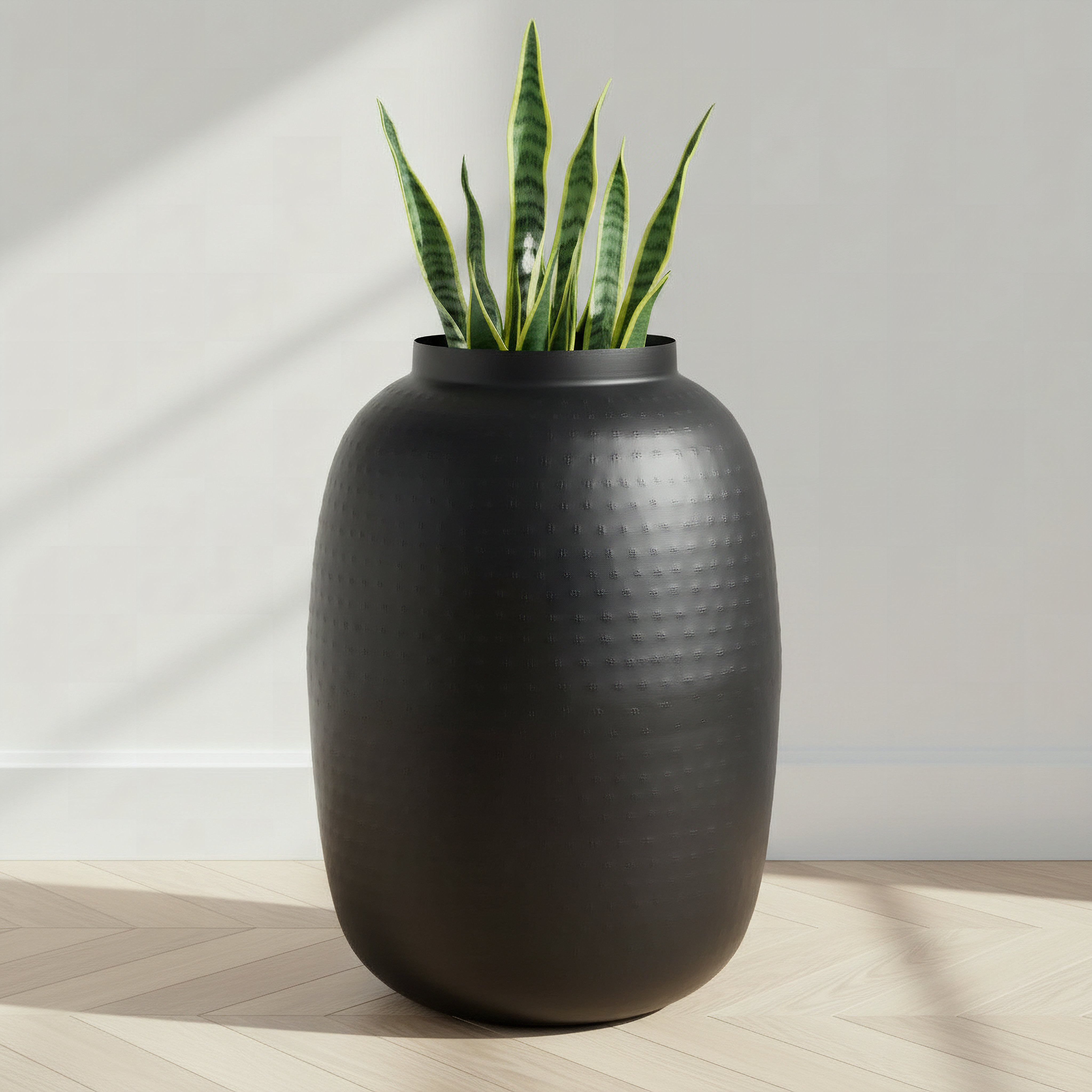 Monochrome Avya Metal Hammered Floor Planter - 33x33x45 cm-hbxlivingroom-decorandaccessories-plantersandurns-image-1