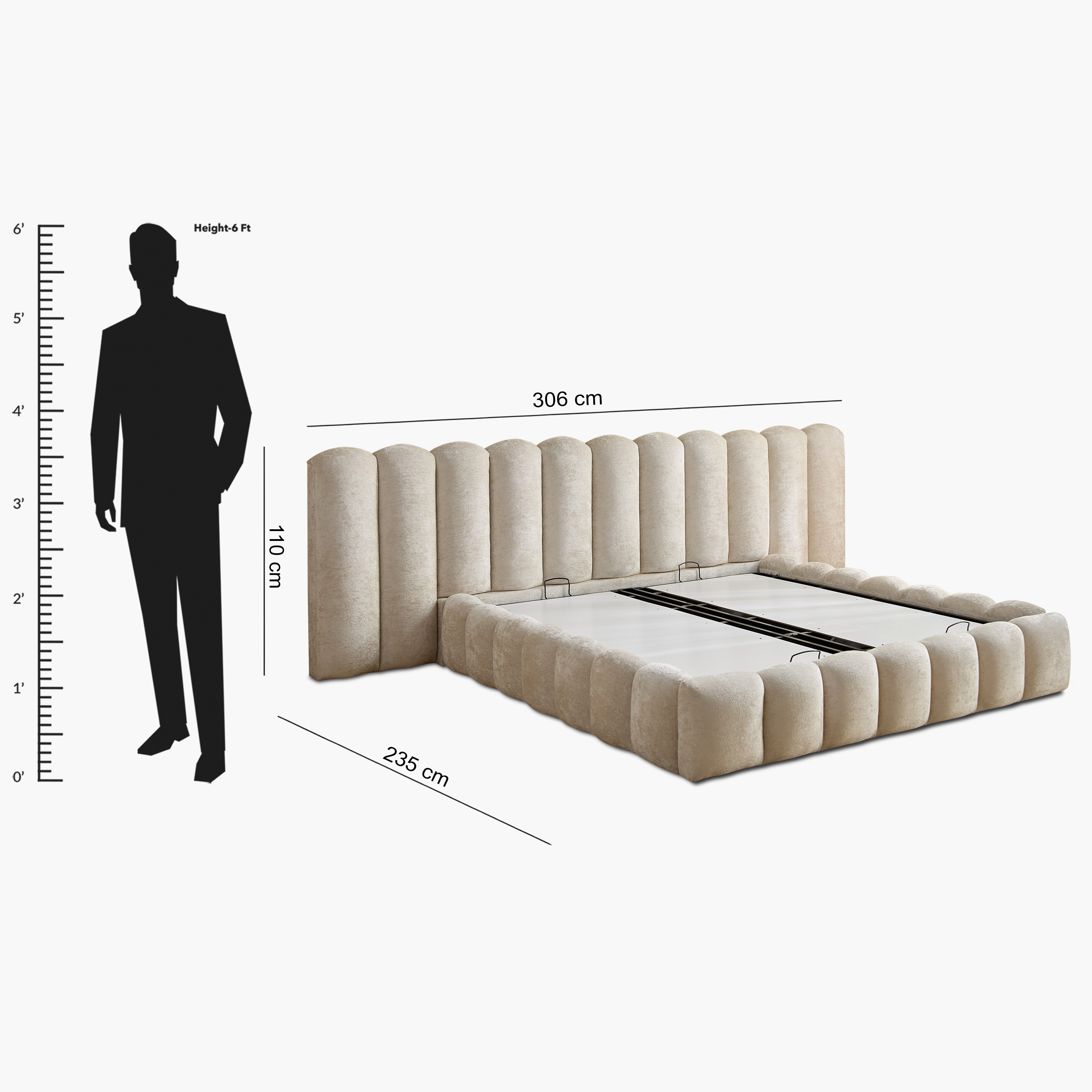 Cloudline Extended Queen Headboard with Hydraulic Base - 160x200 cm-hbxbedroom-bedsandbedsets-beds-queen-image-12
