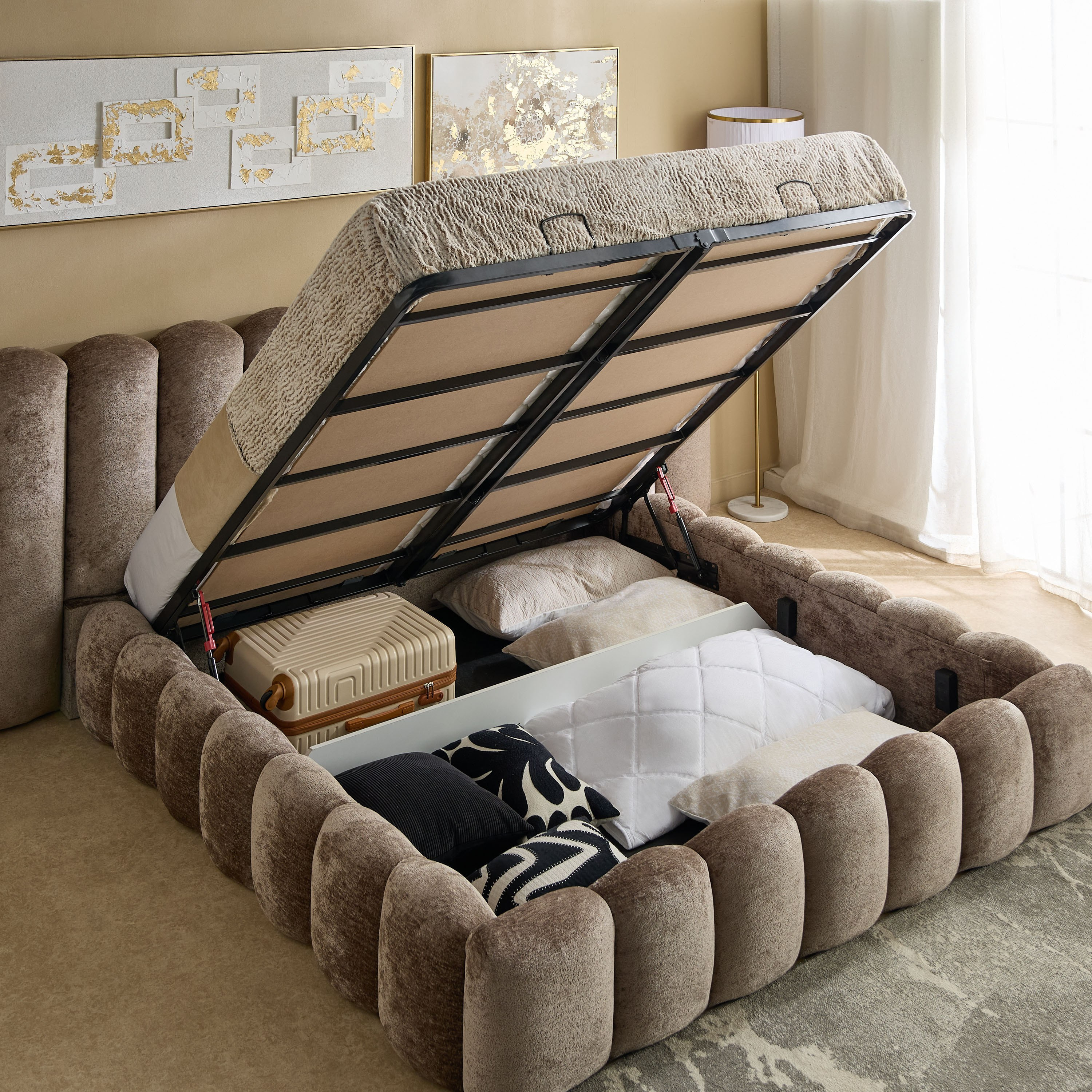 Cloudline Extended Queen Headboard with Hydraulic Base - 160x200 cm-hbxbedroom-bedsandbedsets-beds-queen-image-5