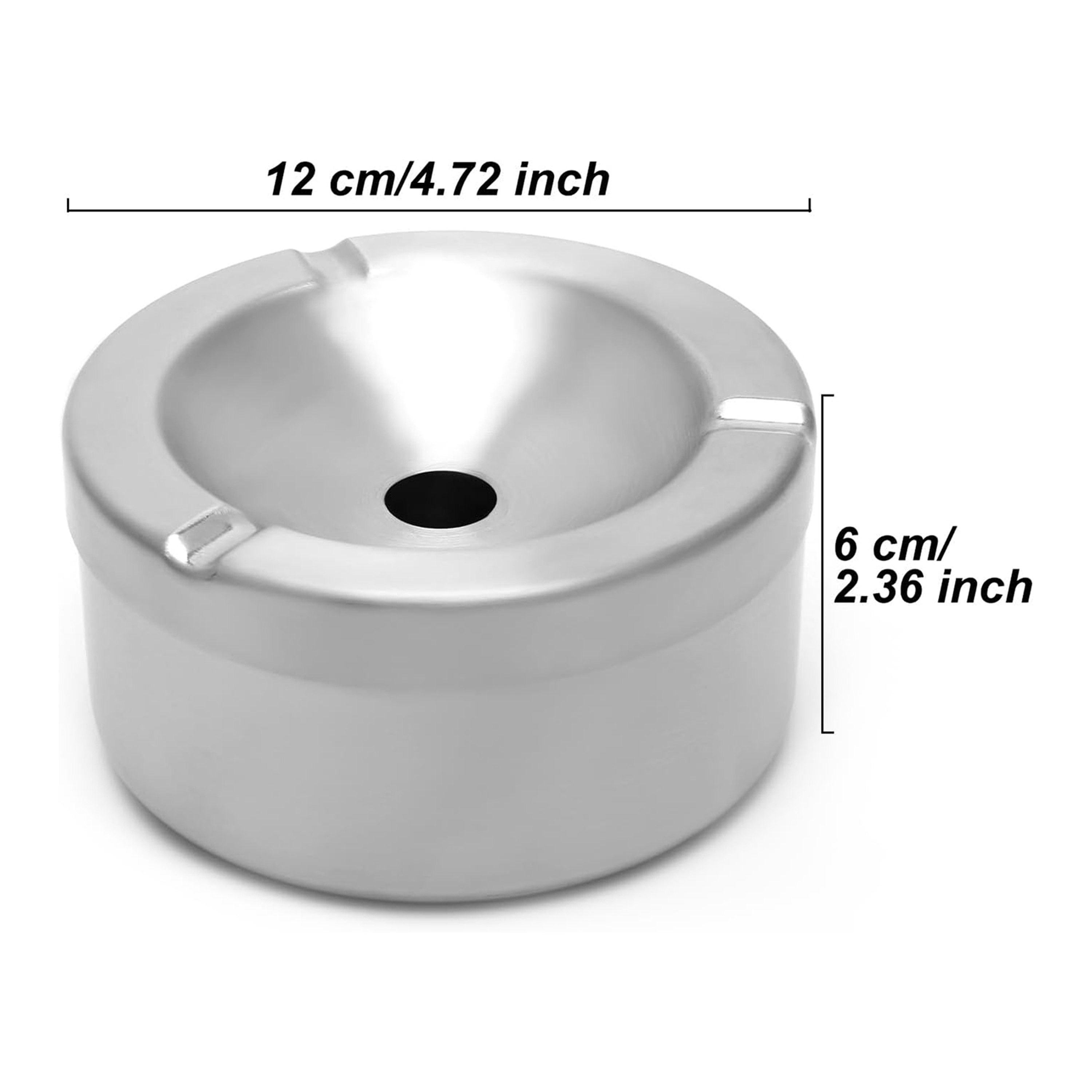 Feast Stainless Steel Round Ashtray - 12x12x6 cm-hbxdecorandfurnishings-tabletop-glassware-image-5