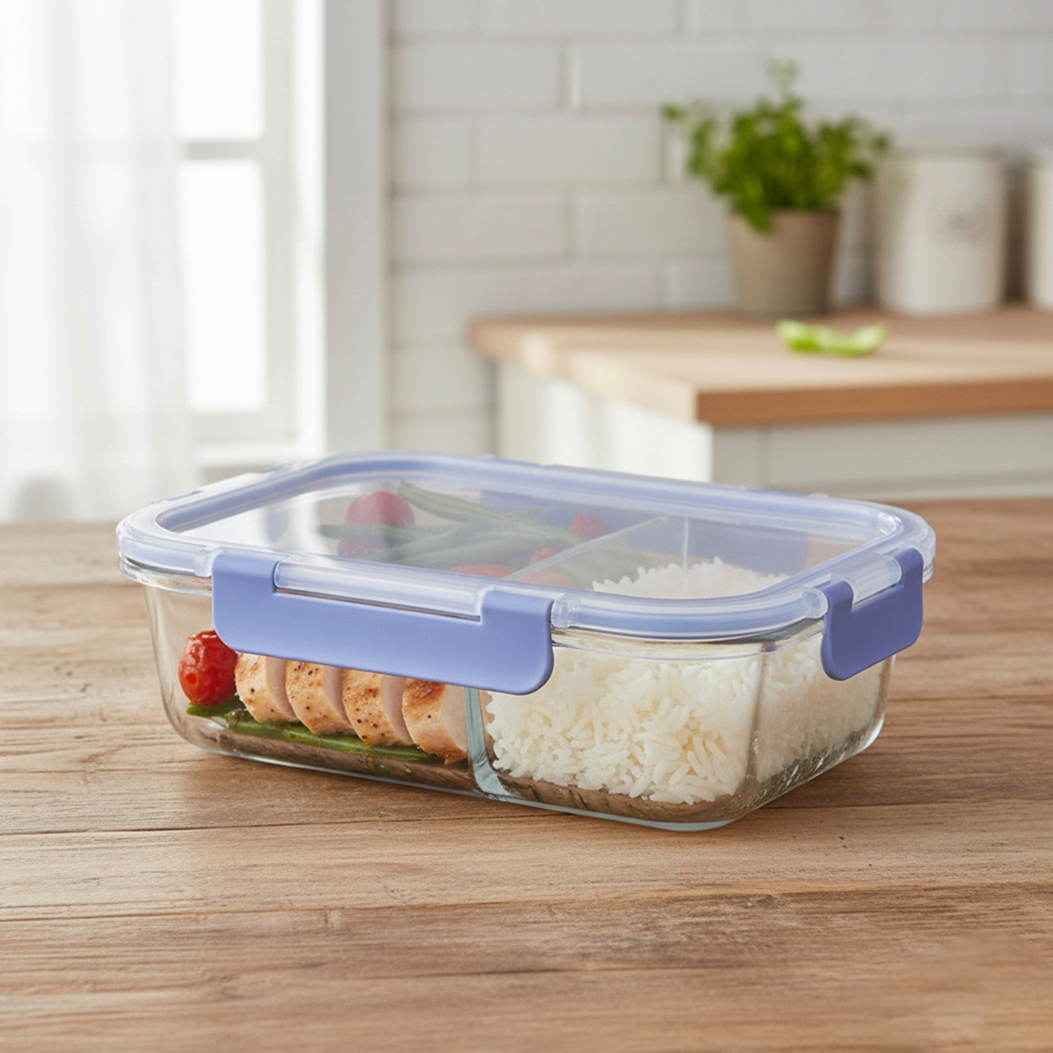 حافظة طعام زجاج بوروسيليكات بقسمين وغطاء من فيست - 1000 مل-hbxhomeware-hbxkitchen-image-1