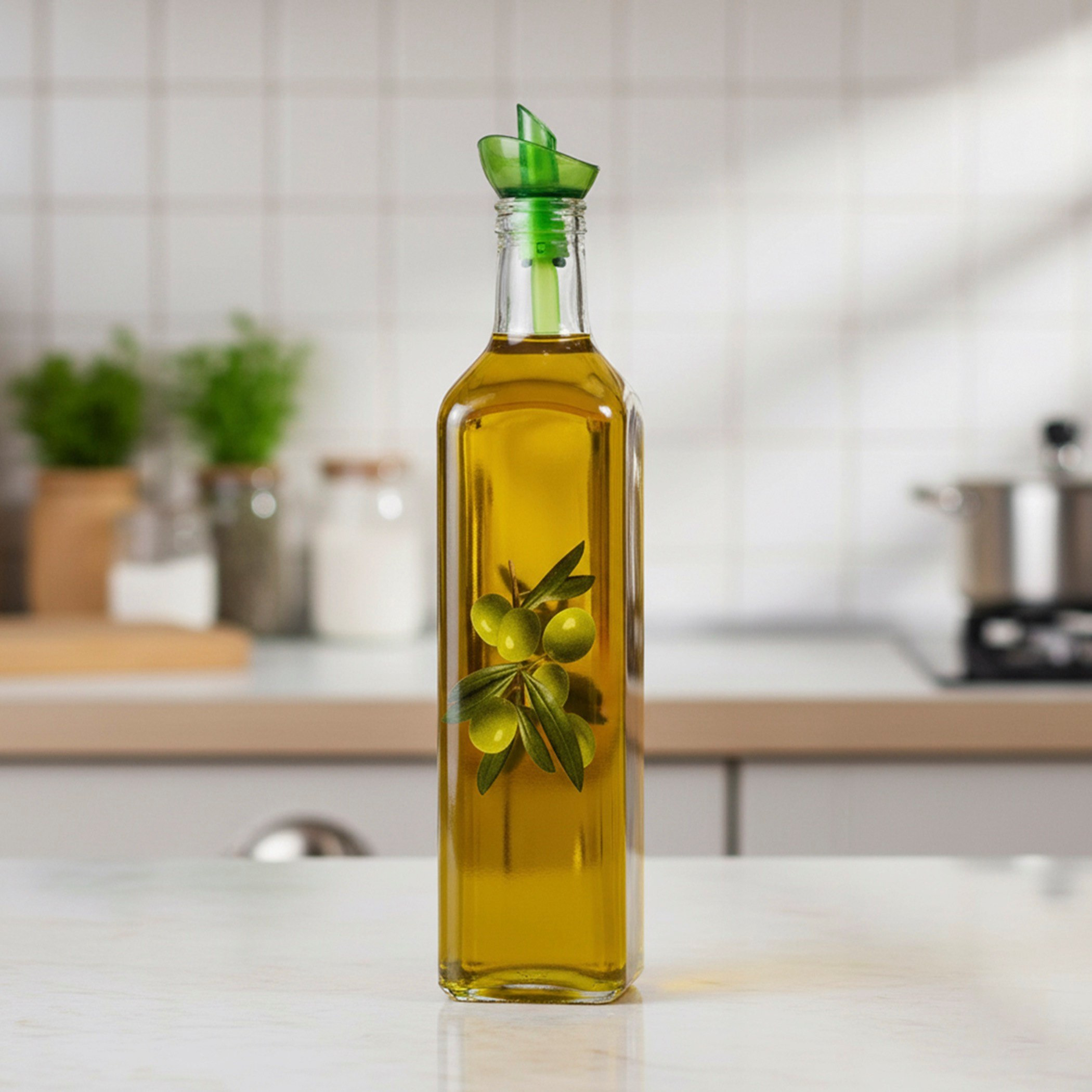 Feast Decorated Square Oil and Vinegar Bottle - 500 ml-hbxhomeware-hbxkitchen-image-1
